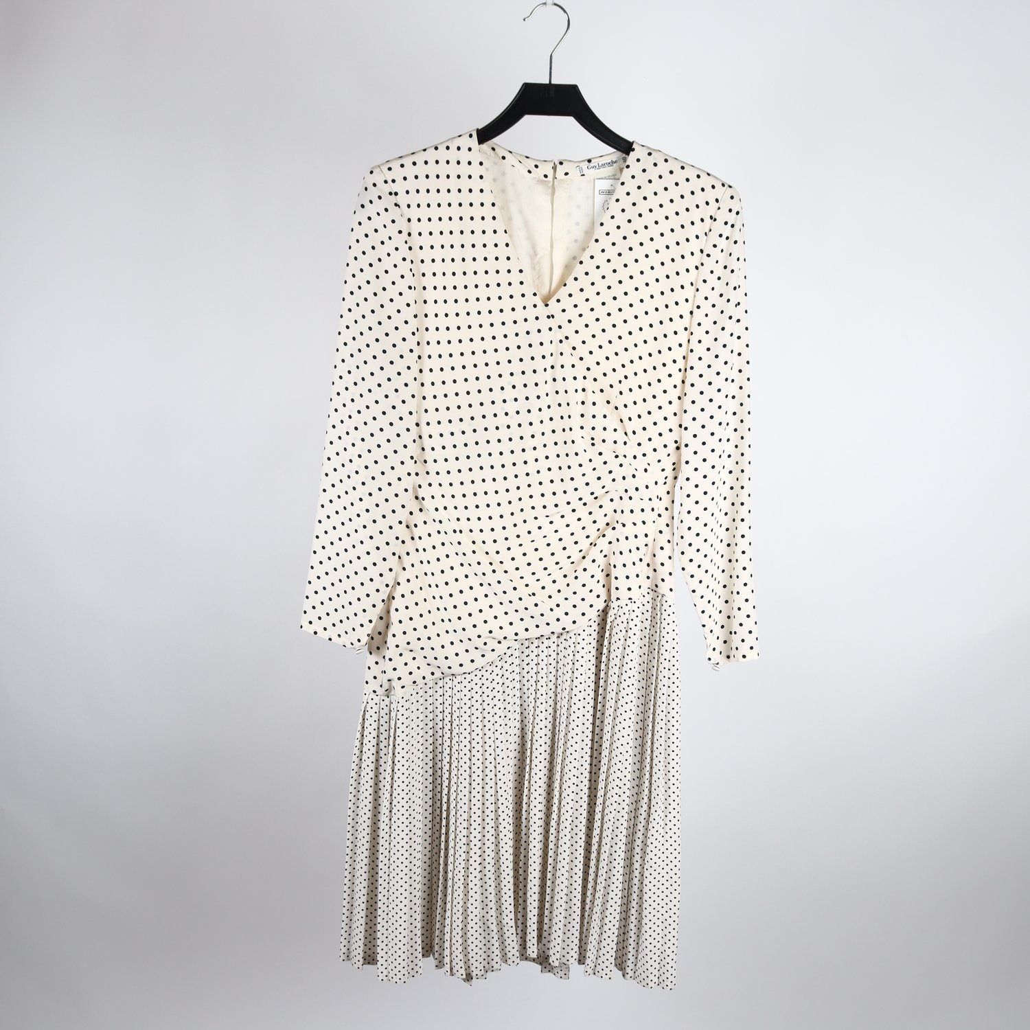 Klänning, vintage, Guy Laroche, cream, prickig, stl. 38