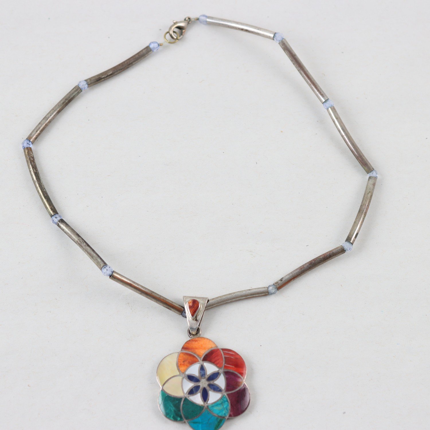 Halsband & Hänge, Silver, Emalj, vikt: 20,5g