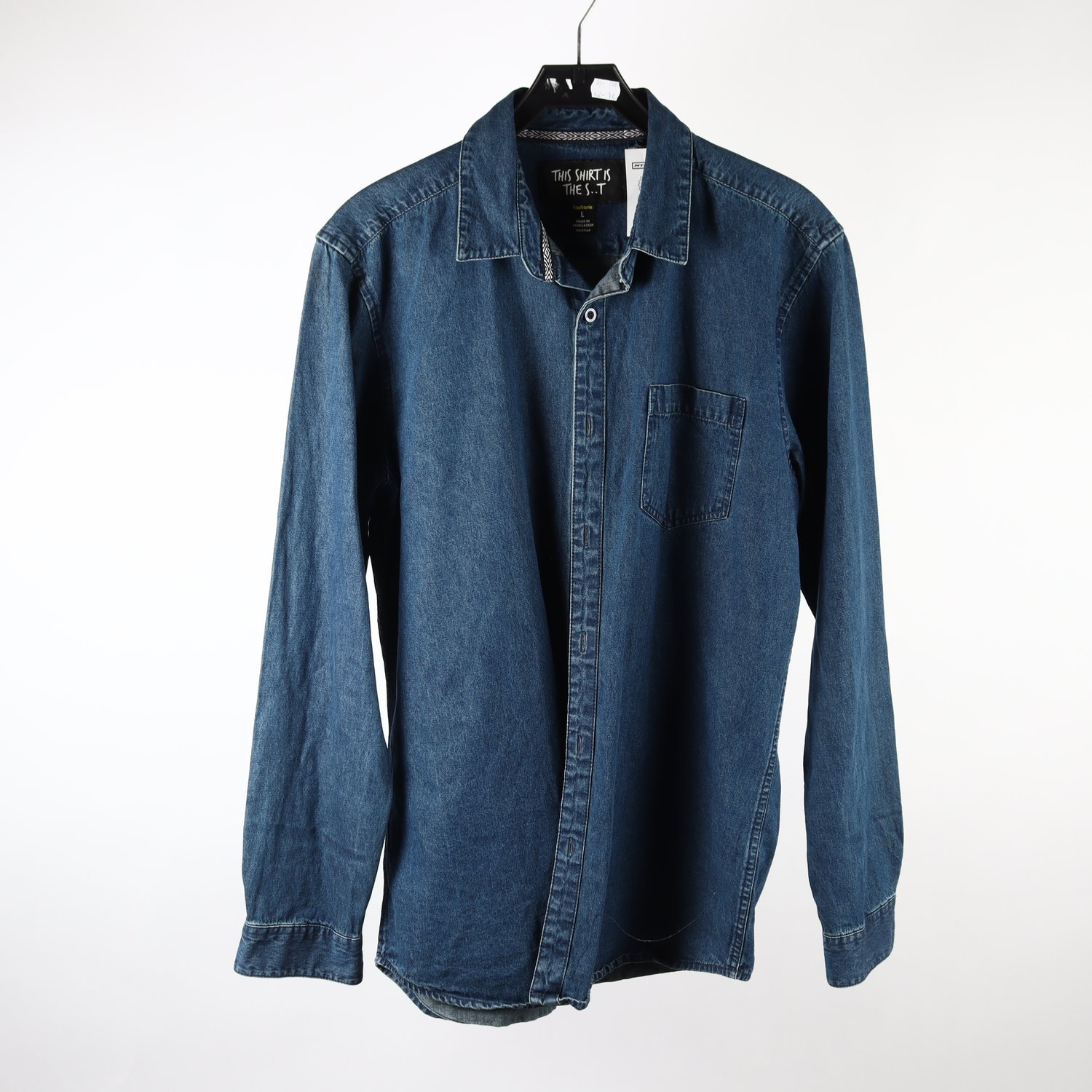 Jeansskjorta, This Shirt is the s..t, blå, stl. L