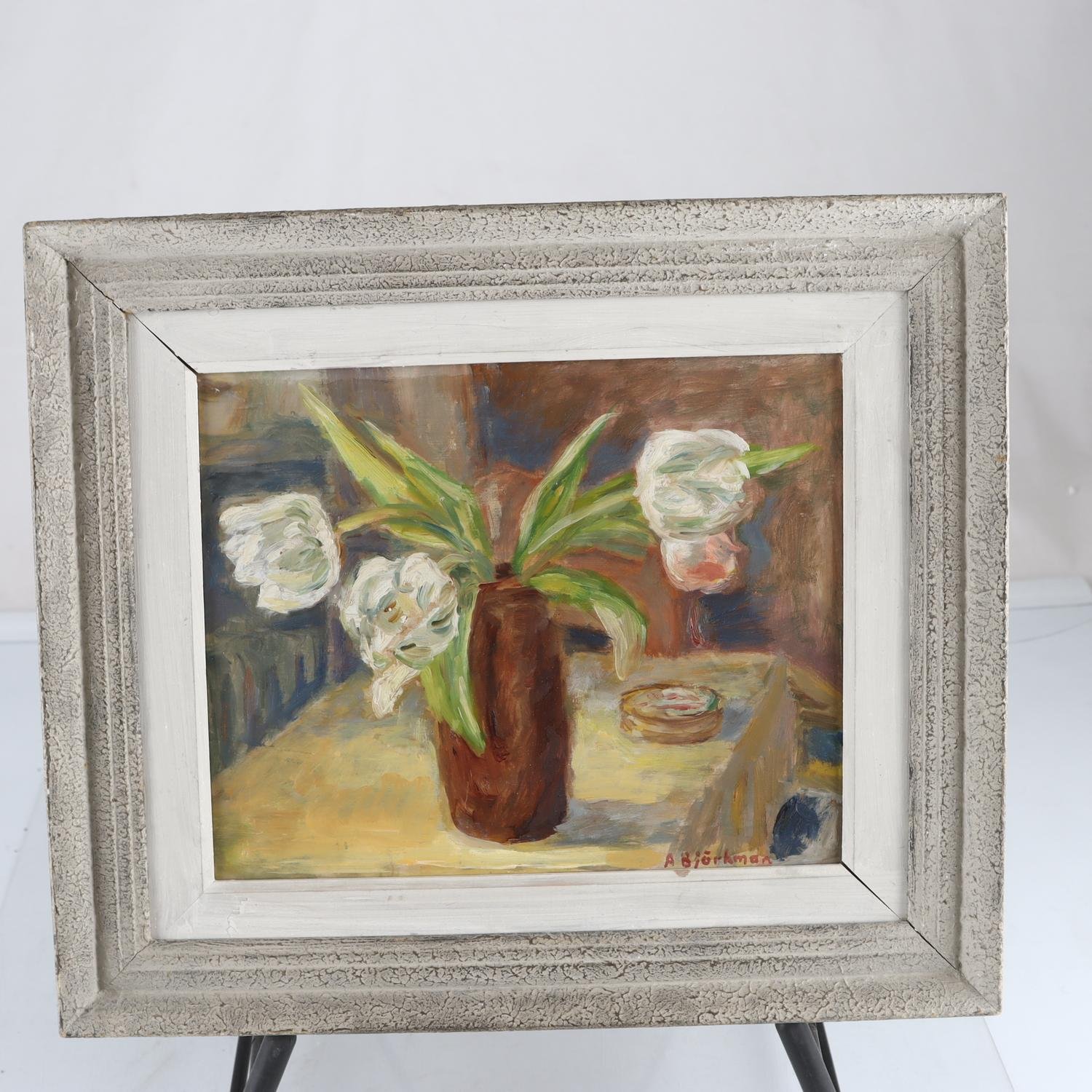 Stillében, olja på pannå, Andreas Björkman, (1906-1989). Samfraktas ej.