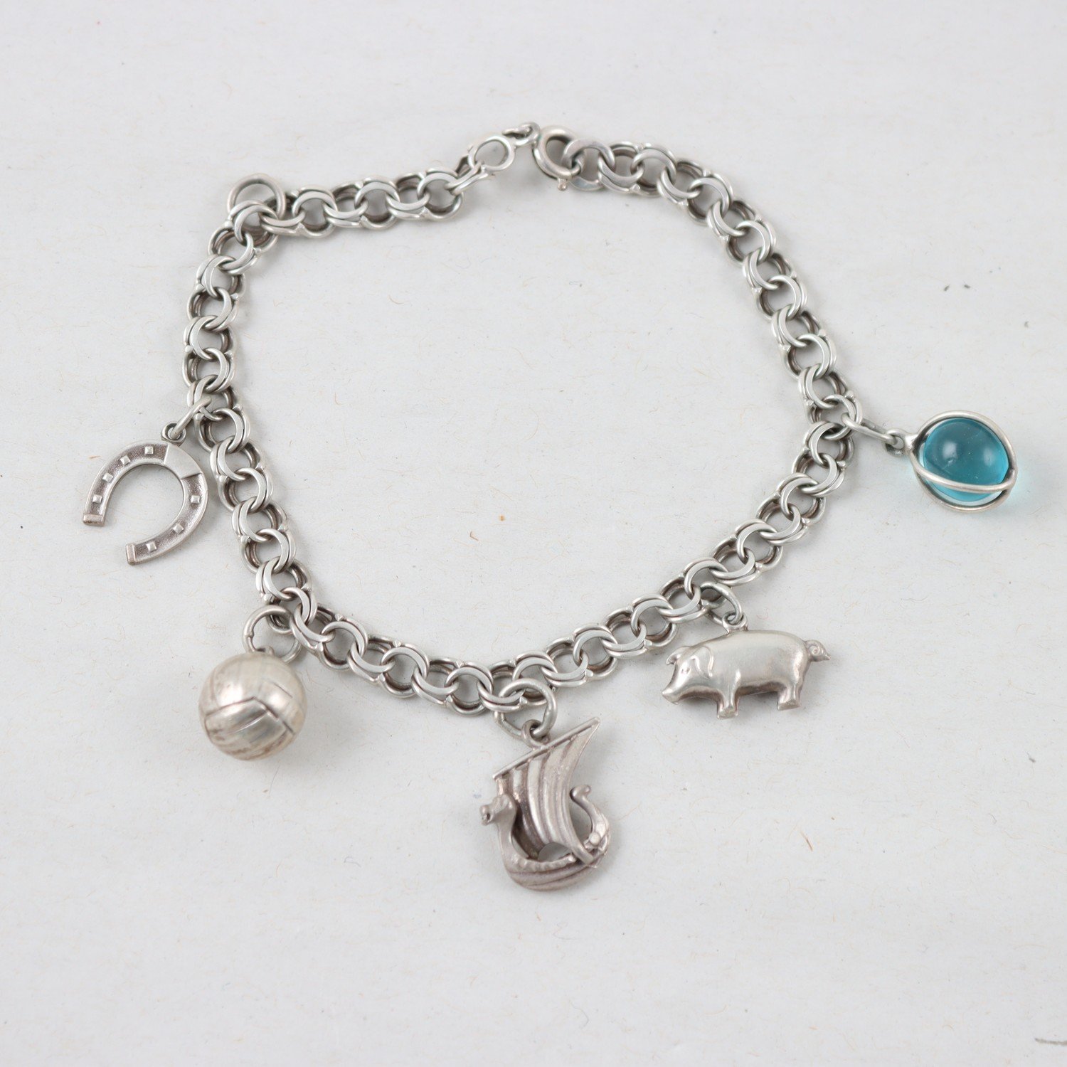Armband, Silver, Bismarck, Berlocker, Brv: 9,7g