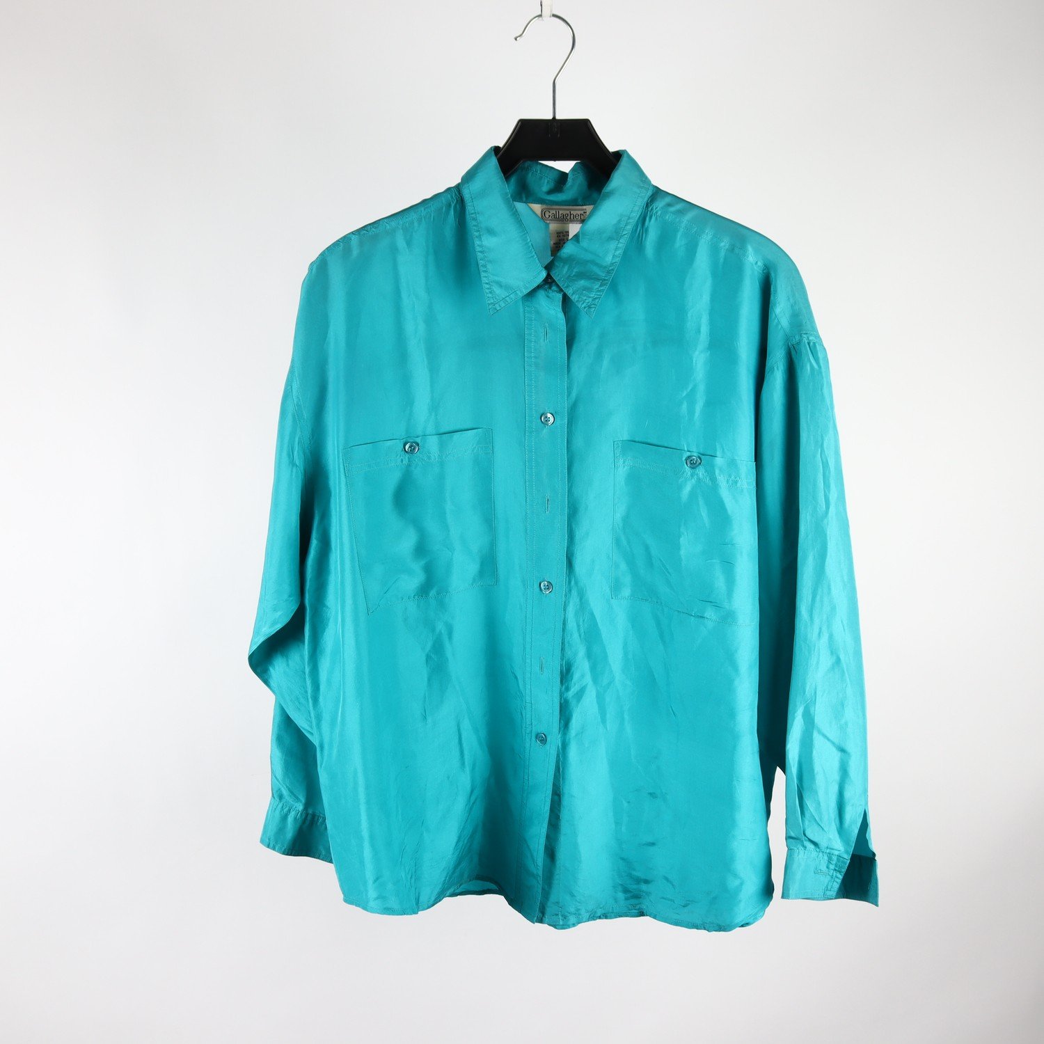 Blus, Gallagher, turkos, silke,stl. L