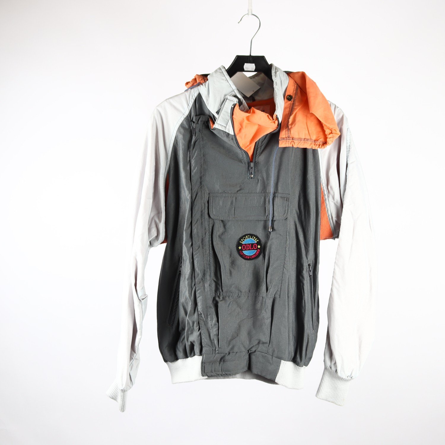 Anorak, Odlo, grå, orange, retro, stl. 50