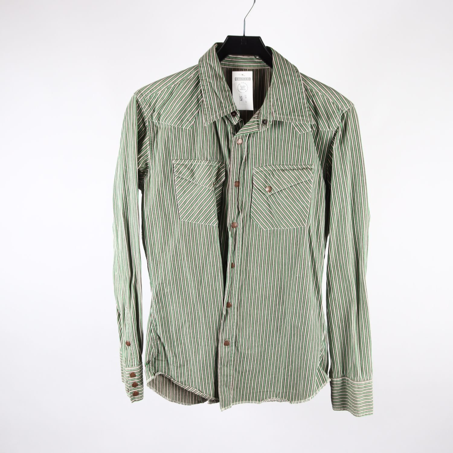 Skjorta, Wrangler, randig, grön grå, struktur, retro, stl. M