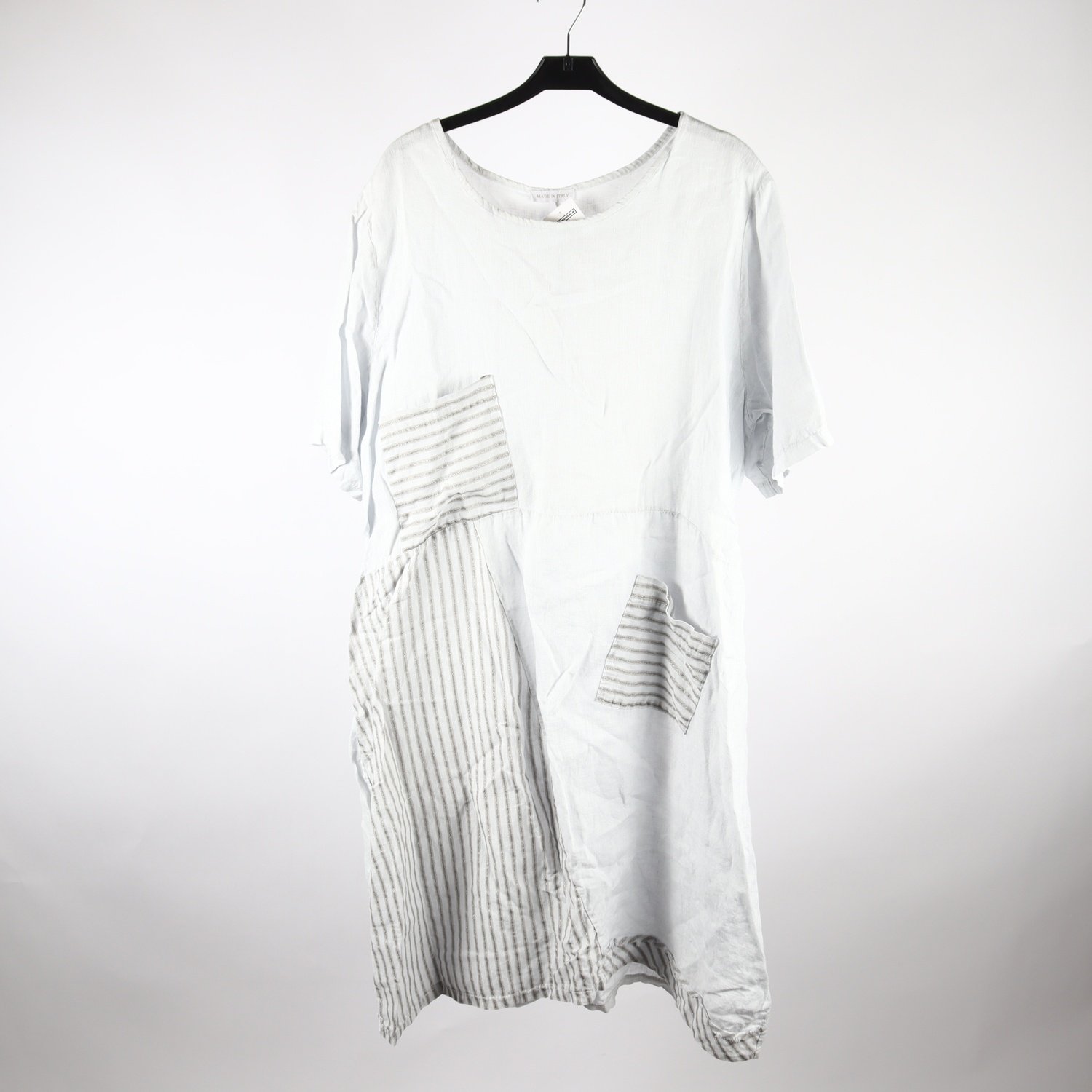 Klänning, Made in Italy, grå, lin, stl. ca. L/XXL