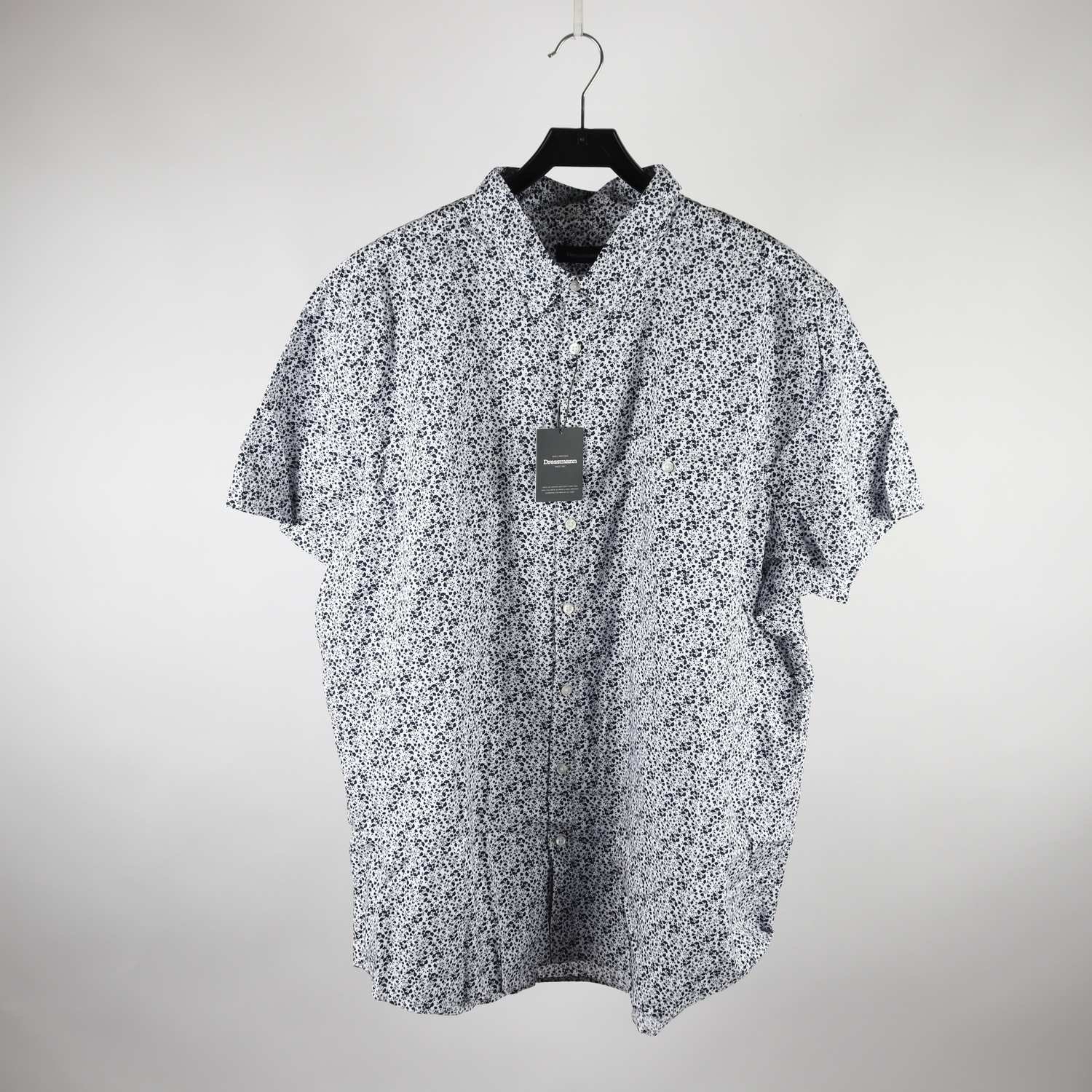 Skjorta, Dressman, blommig, vit, blå, stl. 4XL