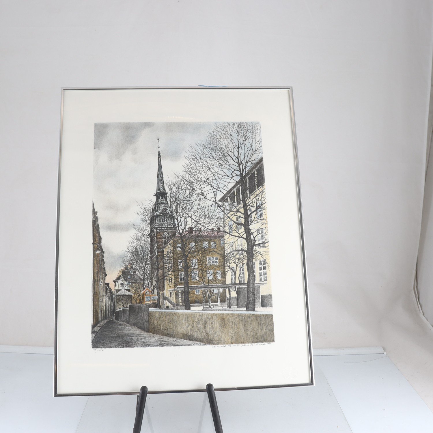 Färglitografi, Tyska kyrkan, Berndt-Rune Jäverbrandt . Endast avhämtning.