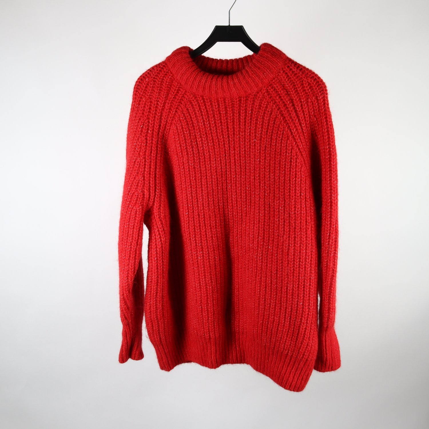 Tröja, H&M, röd, ull, alpaca, stl. M