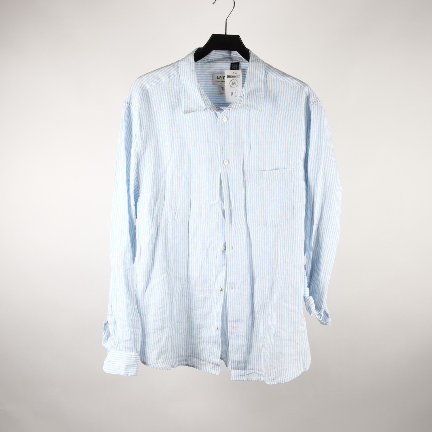 Skjorta, No 17 x H&M, vit, blå, lin, stl. L