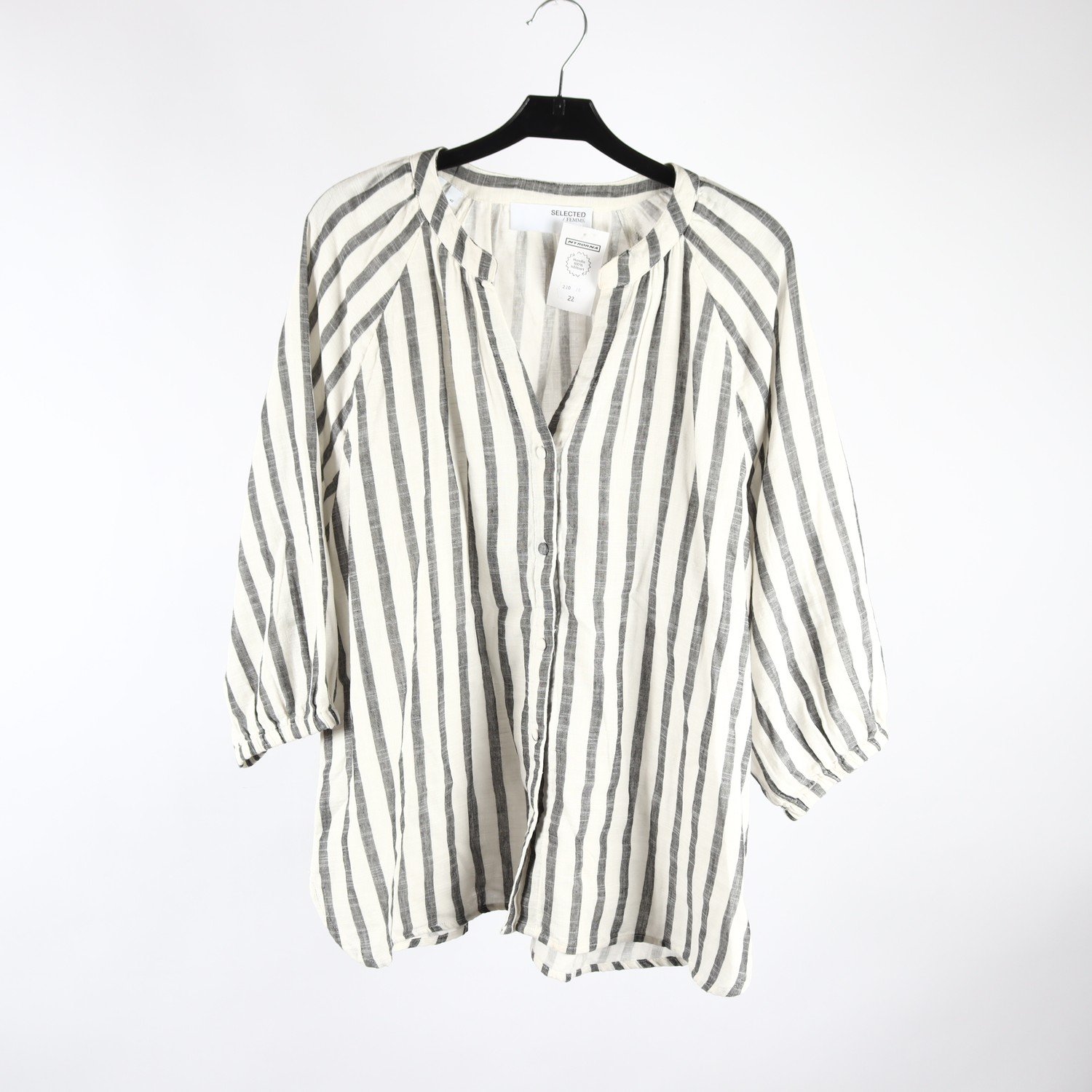 Blus, Selected, vit, svart, randig, stl. 42