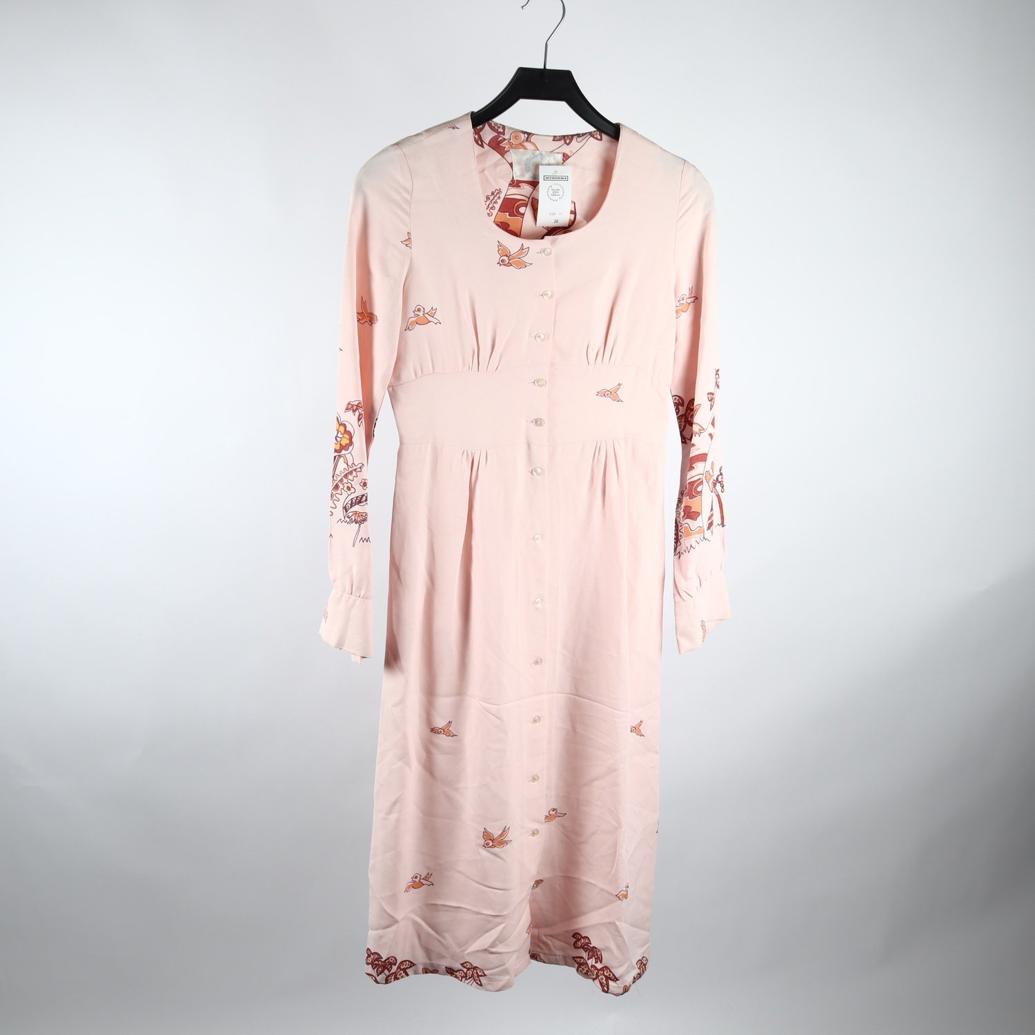Klänning, Eurofashion, rosa, fåglar, stl. 12 (M)
