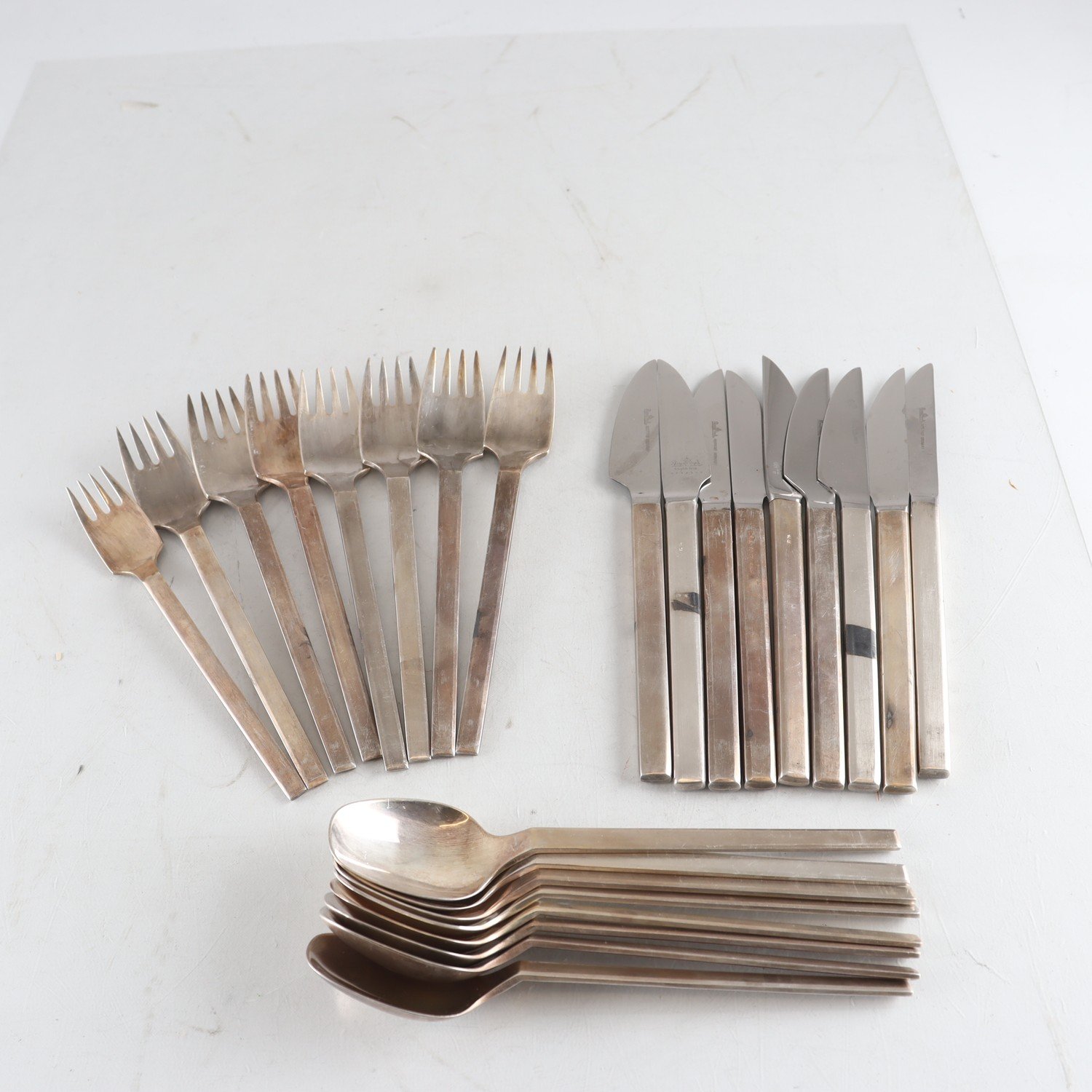 Bestick, Rosenthal, Germany, polerat och borstat stål, 25 delar