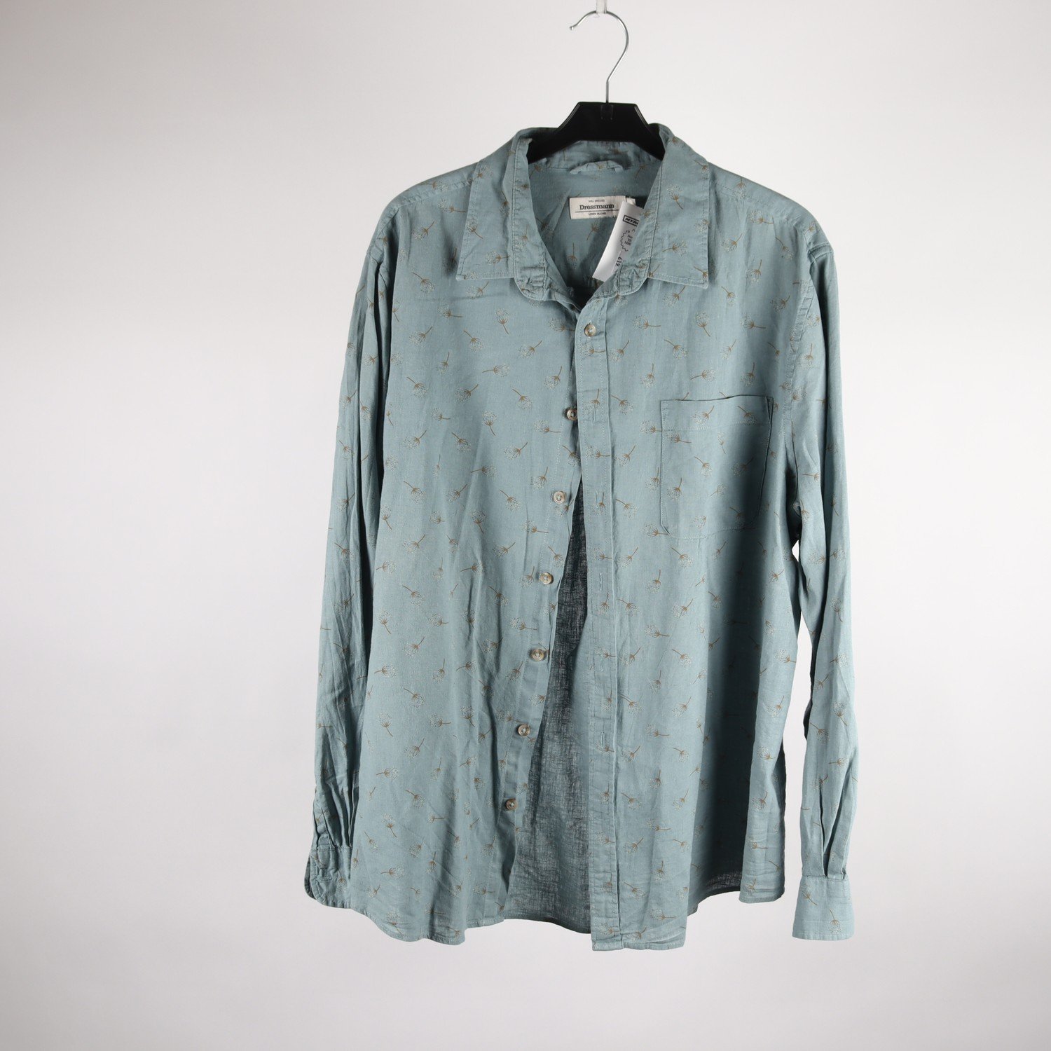 Skjorta, Dressman, grå, blå, lin, stl. XL
