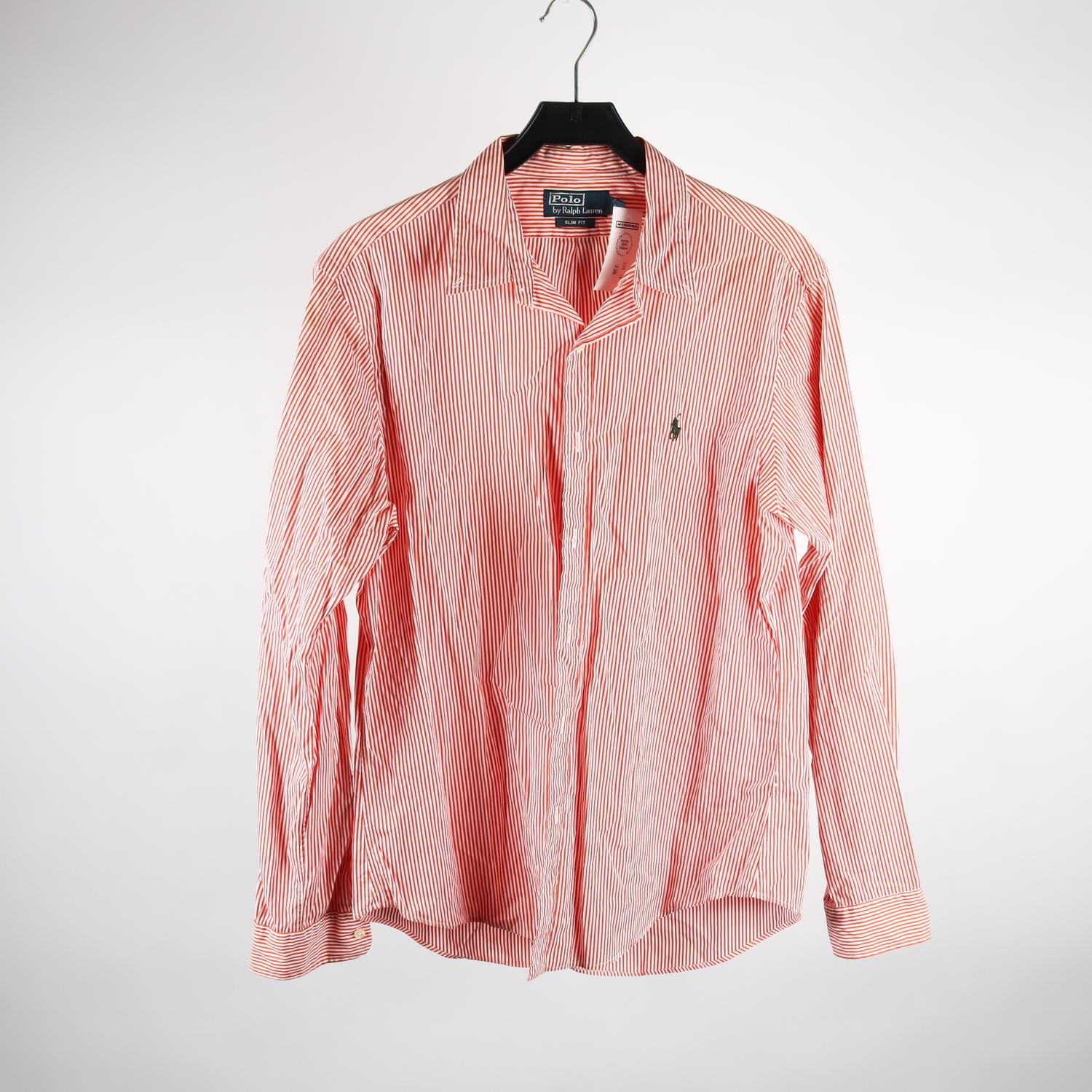 Skjorta, Polo Ralph Lauren, randig, vit, röd, slim fit, stl. L