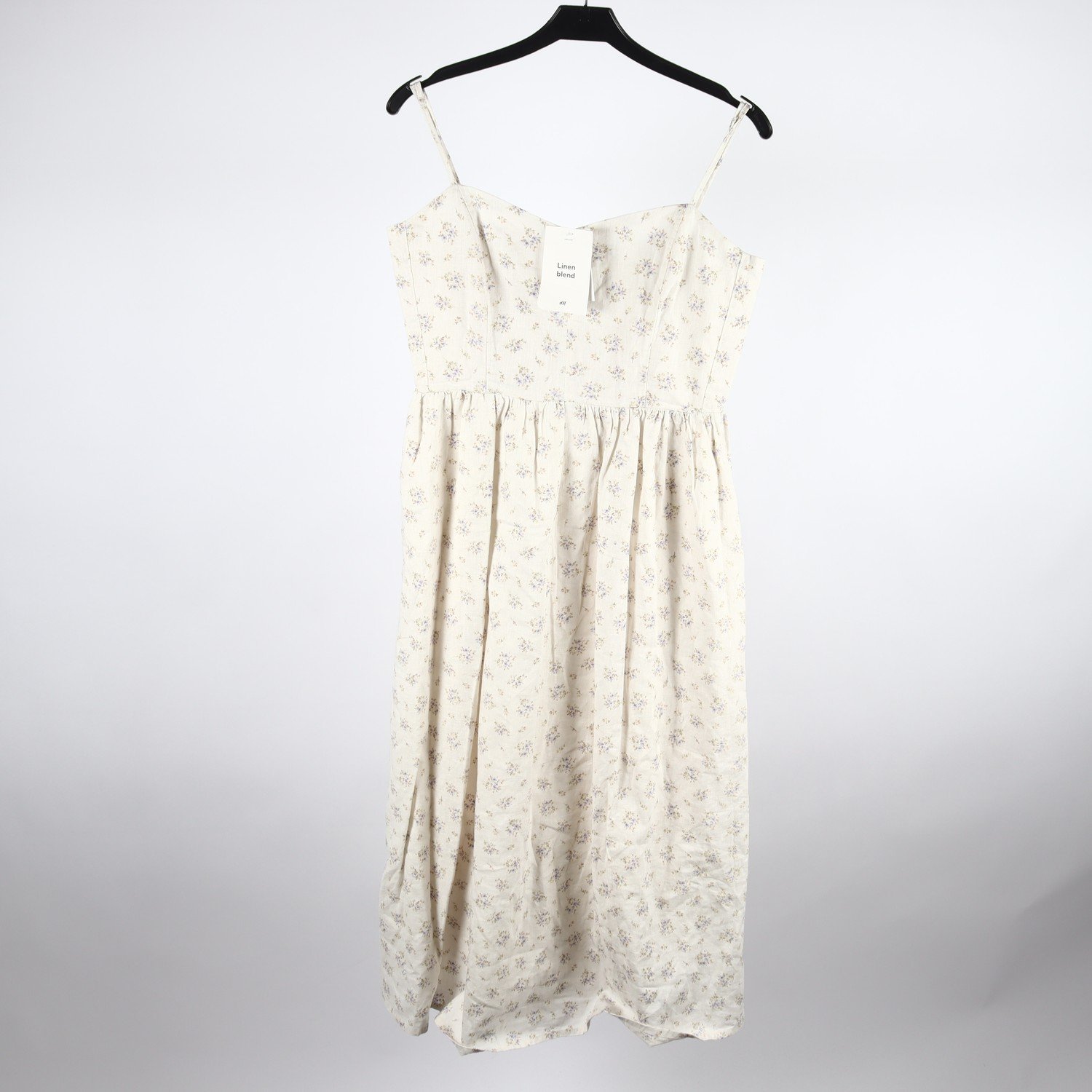 Klänning, H&M, vit, lin, stl. S