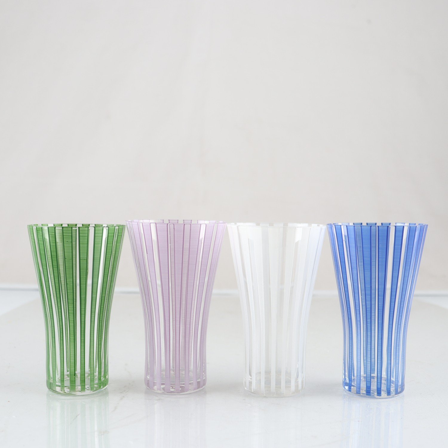 Glas, ”Strikt” , Johansfors glasbruk, Design Bengt Orup, 50/60-tal, 4 st