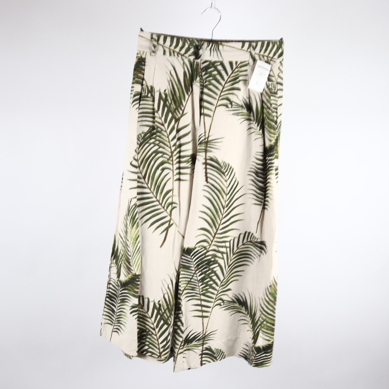 Ankelbyxor, H&M, beige, grön, lin, bomull, stl. 40