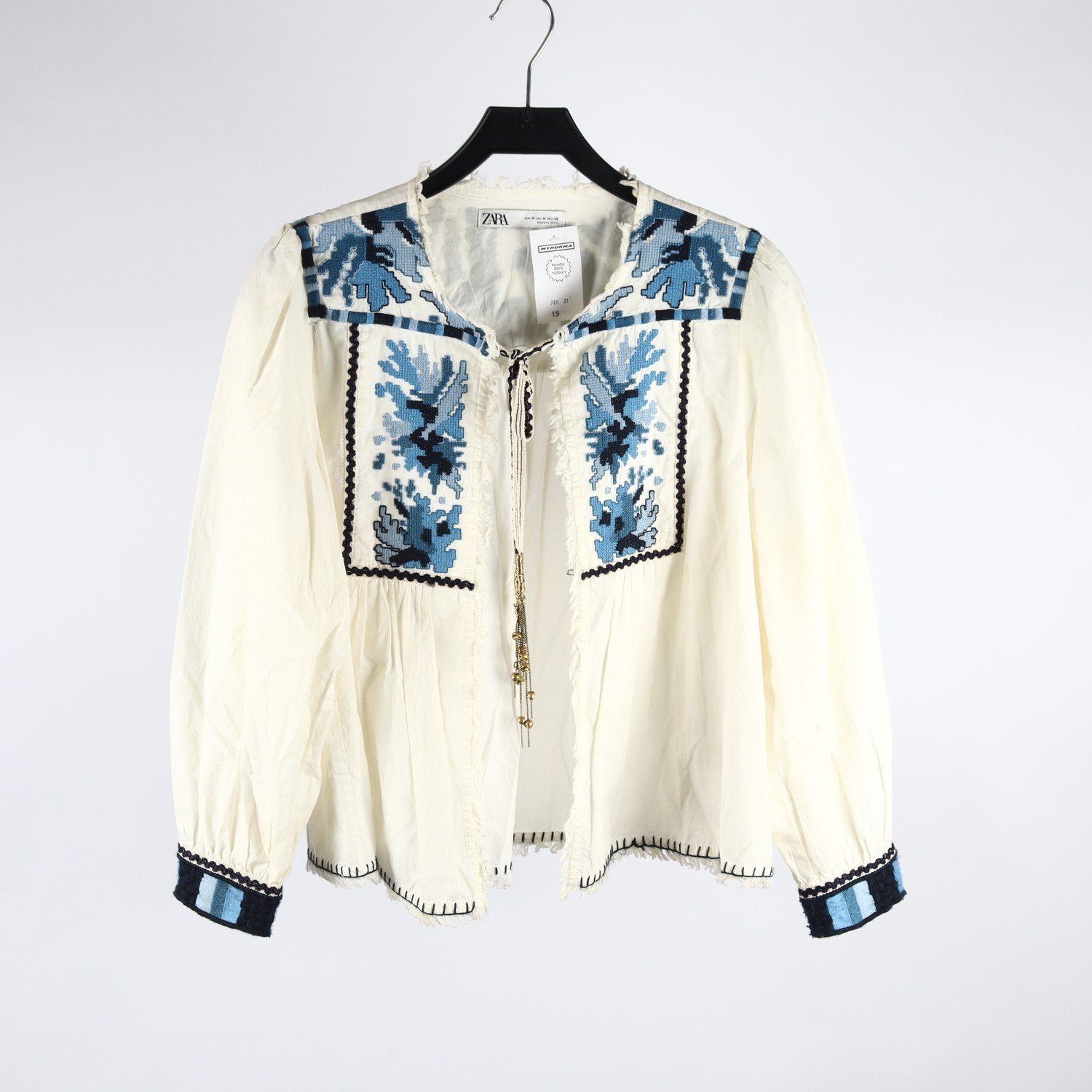 Blus, Zara, offwhite, broderi, stl. M