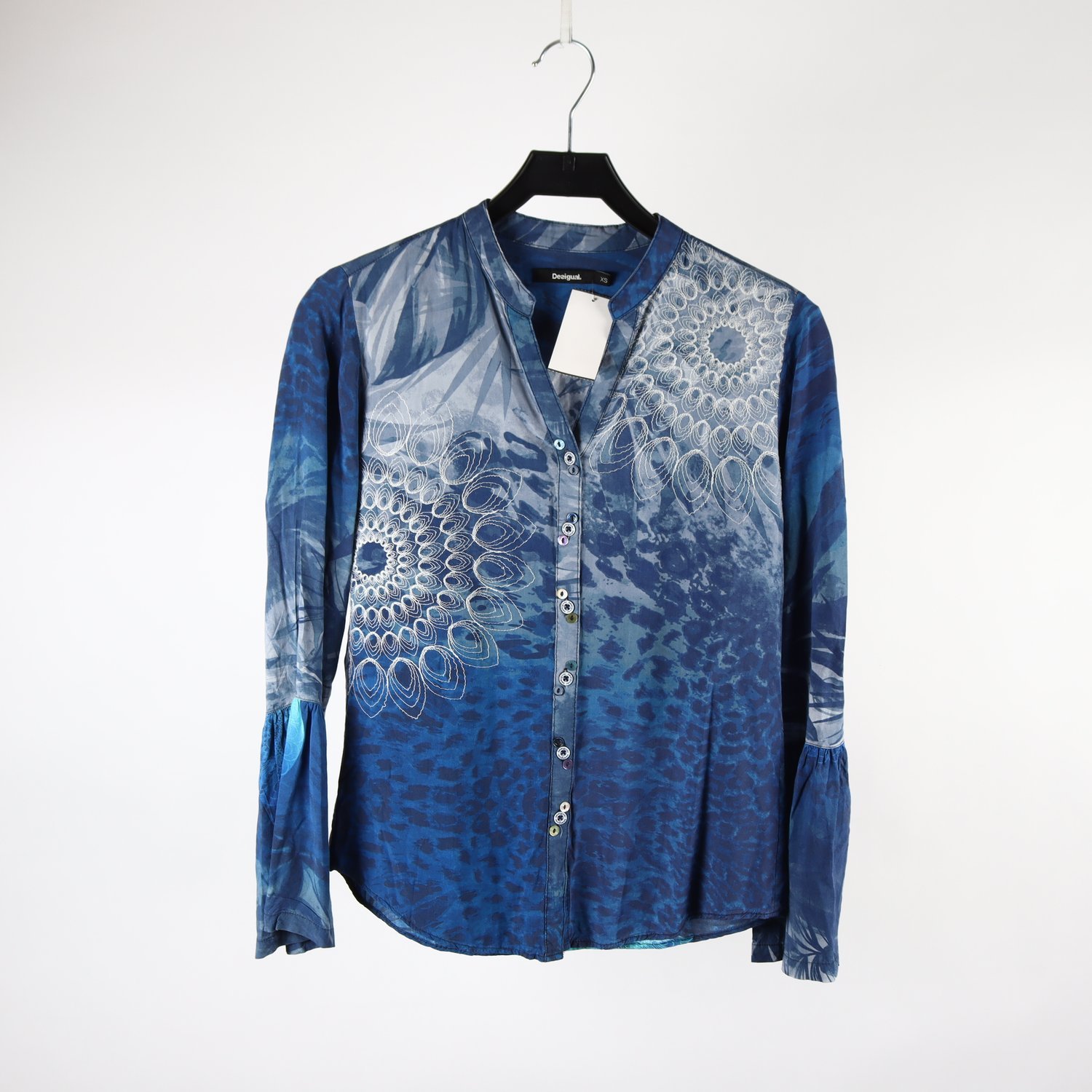 Blus, Desigual, blå, mönstrad, stl. XS