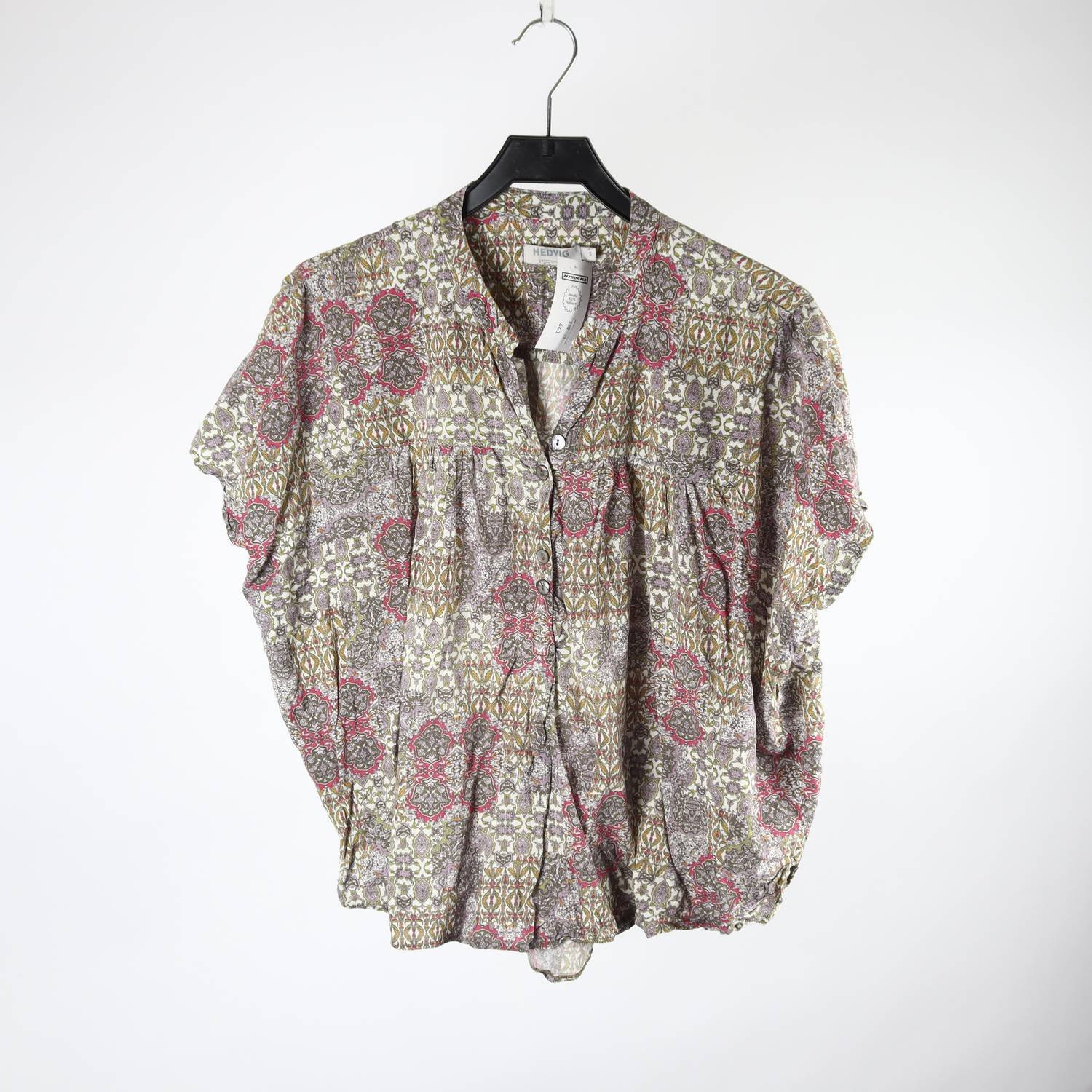 Blus, Hedvig, mönstrad, vit, rosa, stl. 40