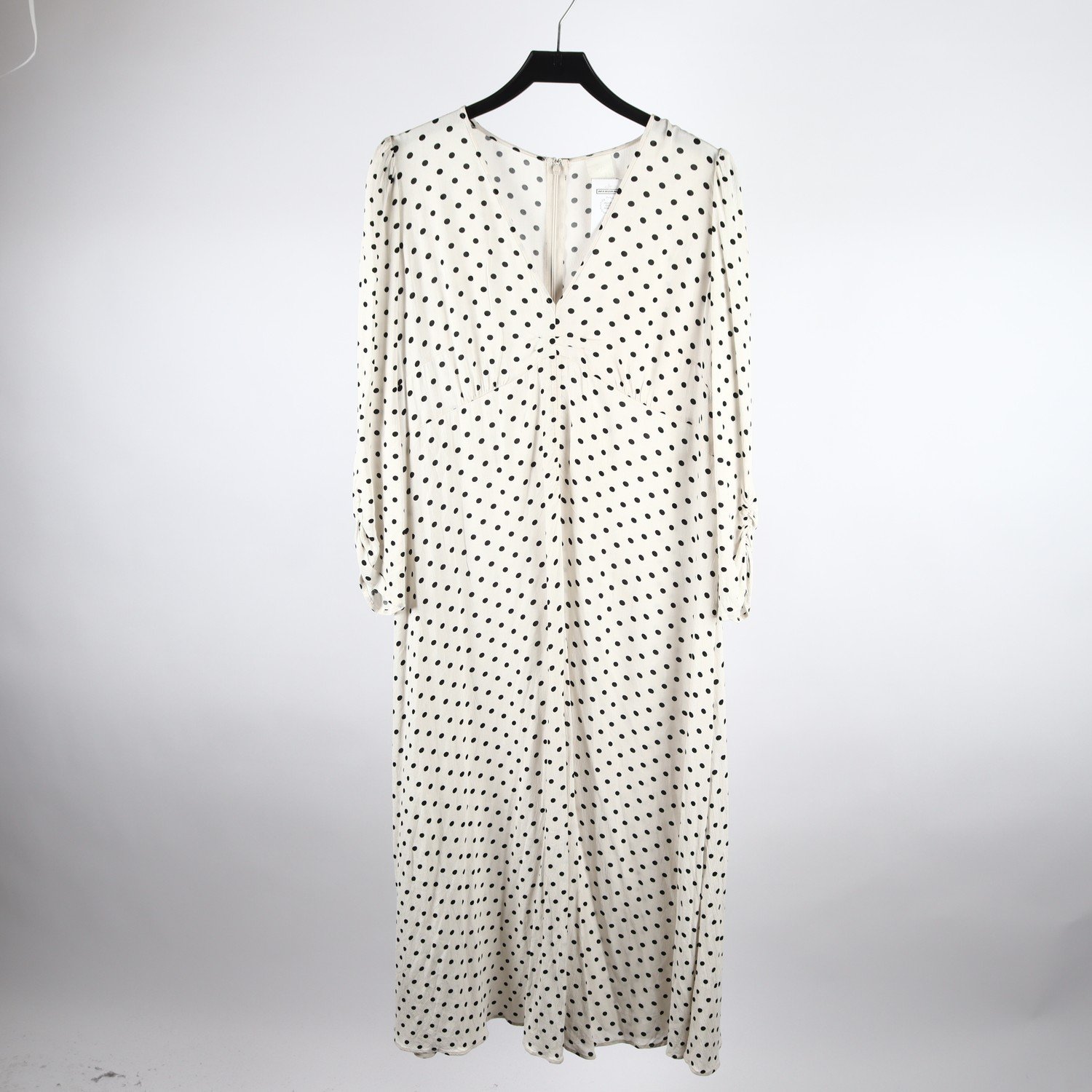Klänning, H&M, prickig, vit, svart, stl. 48