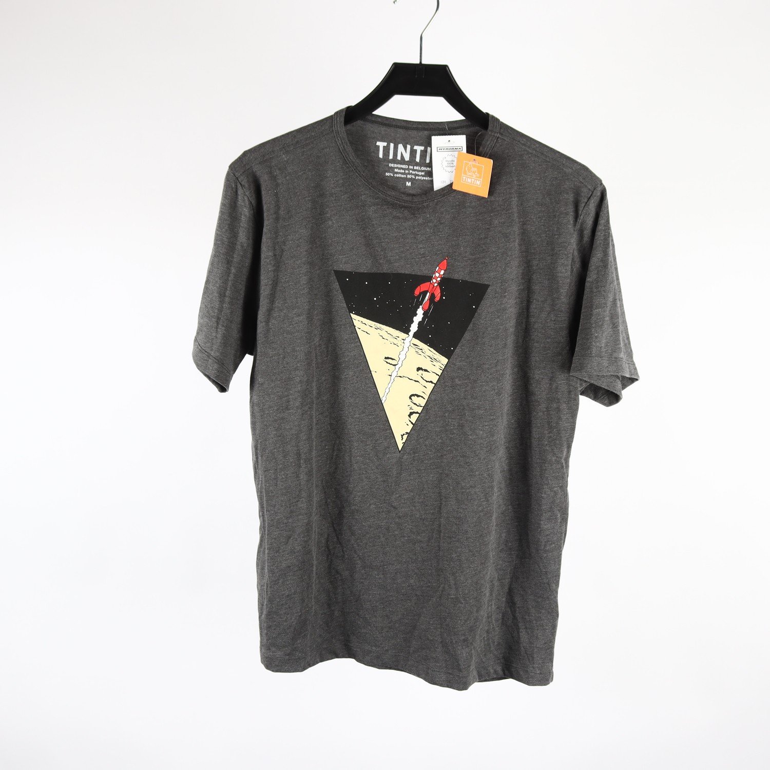 T-shirt. Tintin,grå, stl. M