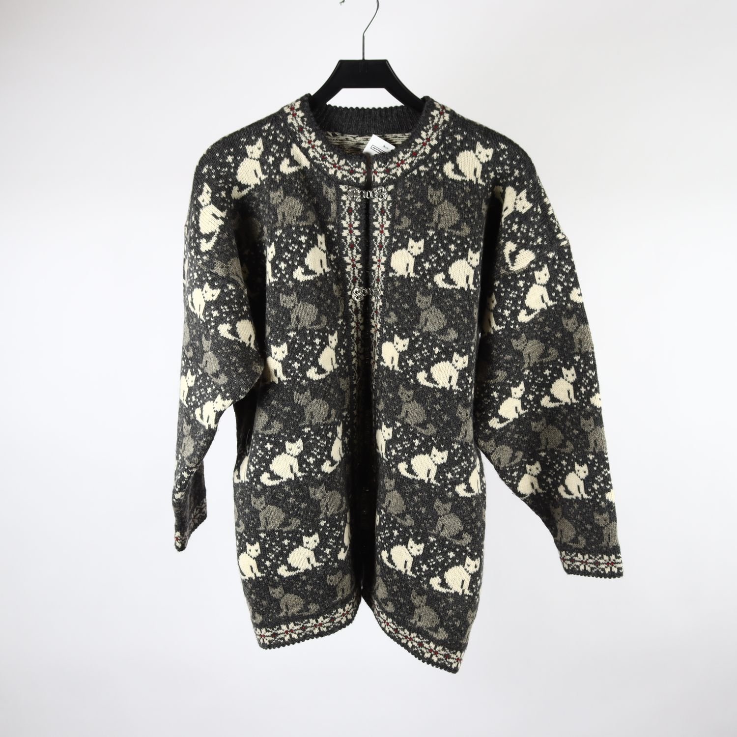 Tröja, Okänt, grå, katter, stl ca. XL/XXL