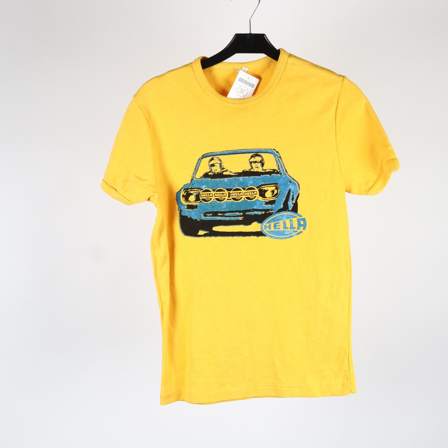 T-shirt, vintage, Hella, gul, stl ca. XS/S