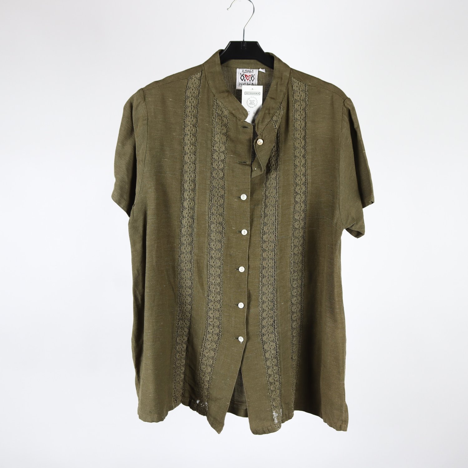 Blus, Rombs Heart, grön, lin, stl. 42/44
