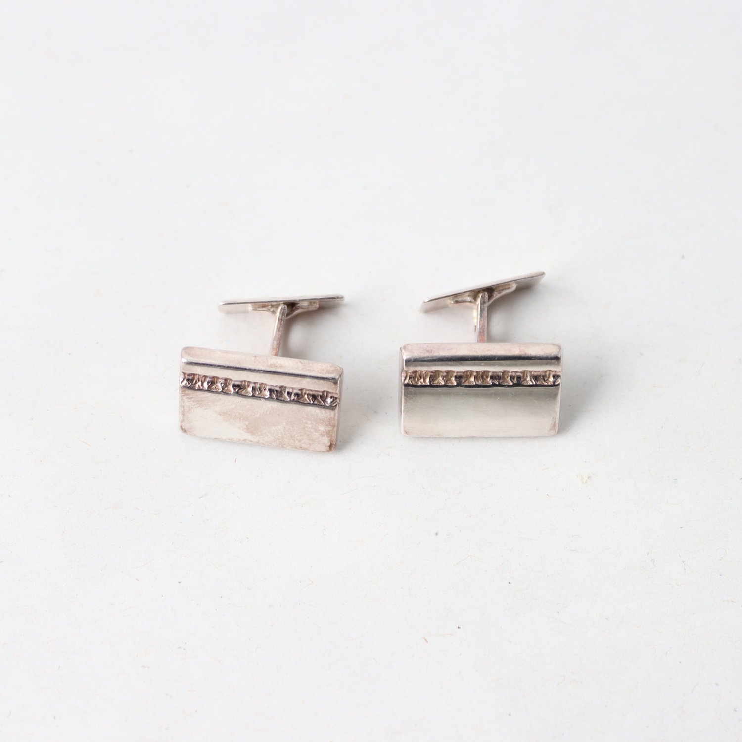 Manschettknappar, Silver, Sten, Brv: 8,3 g.