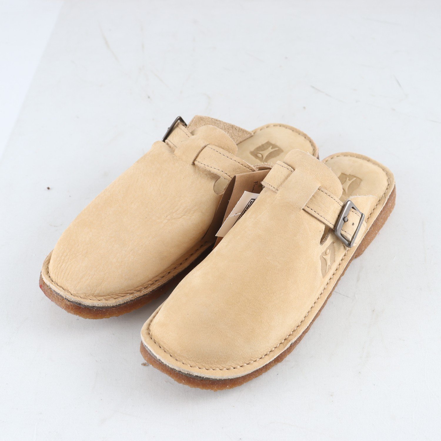 Tofflor, Pur, beige, skinn, stl. 39