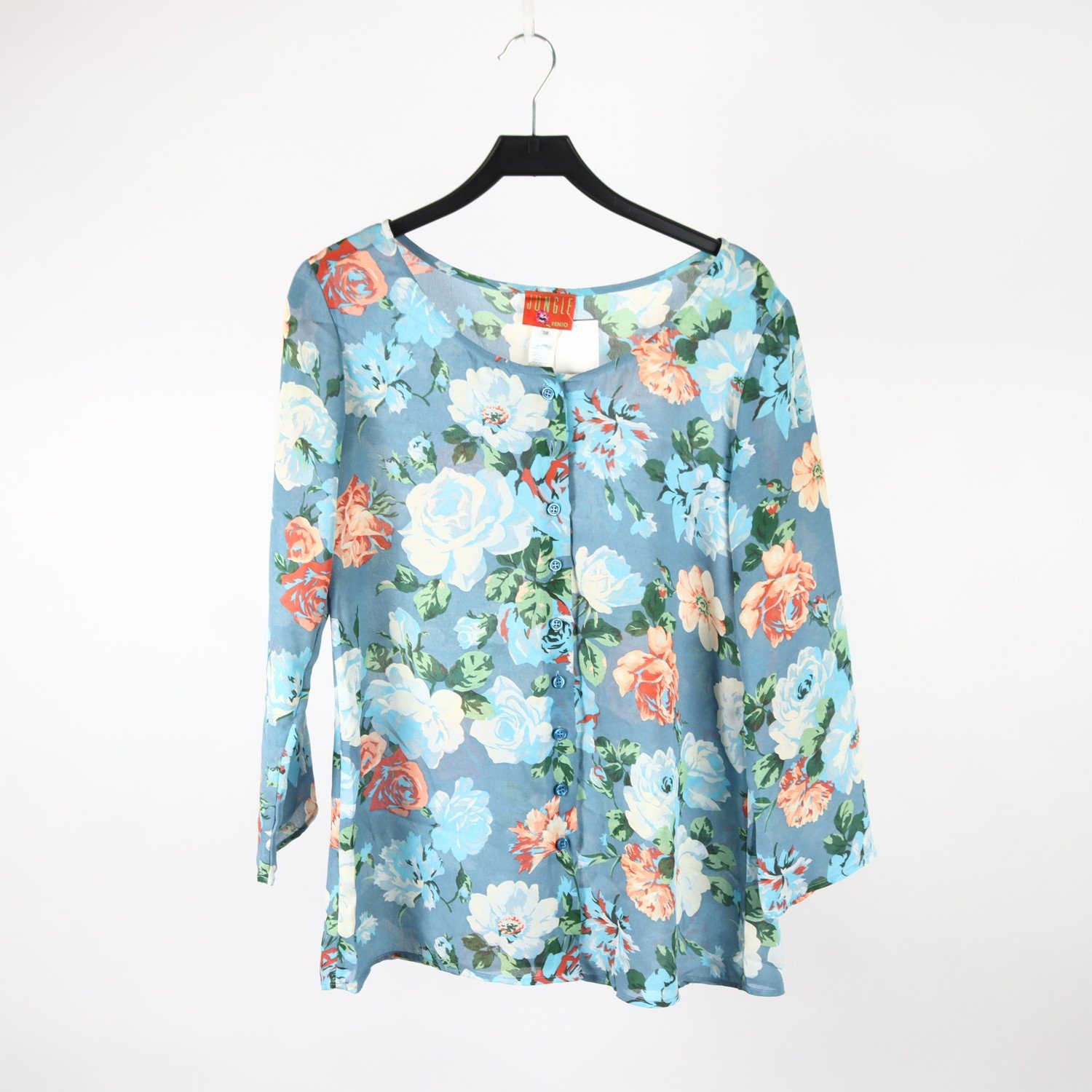 Blus, Kenzo Jungle, blå, blommig, stl. 38