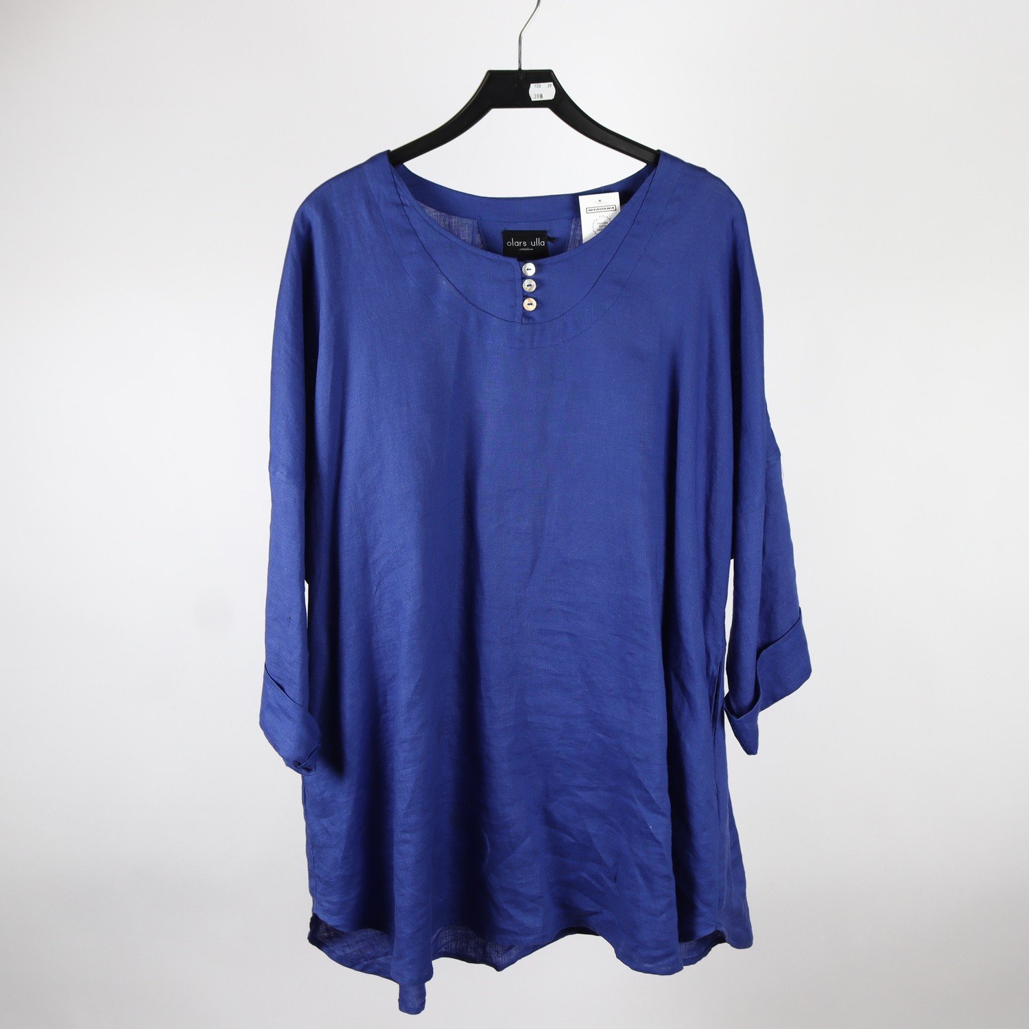 Blus/tunika, Olars Ulla, blålila, lin, stl. ca. XL/XXL