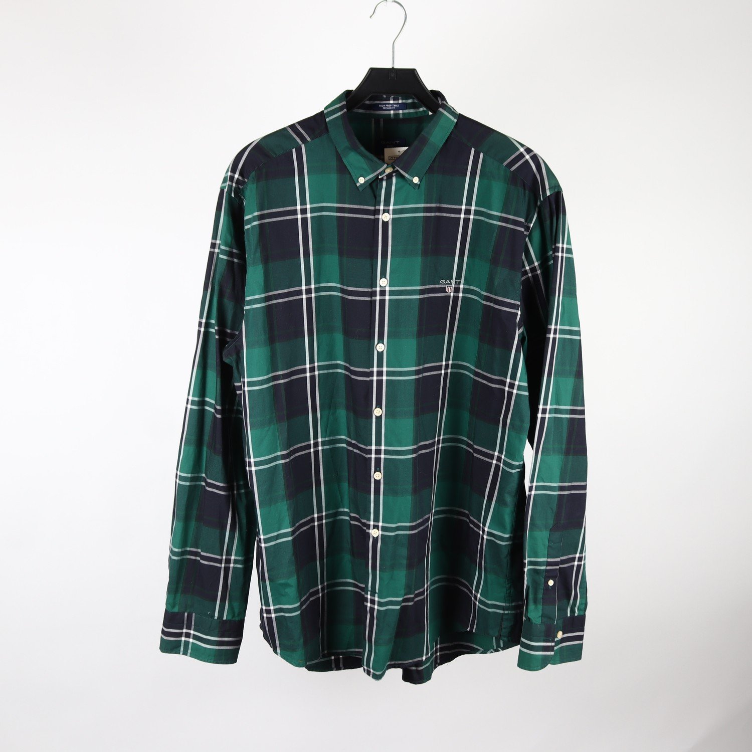 Skjorta, Gant, grön, rutig, stl. XL