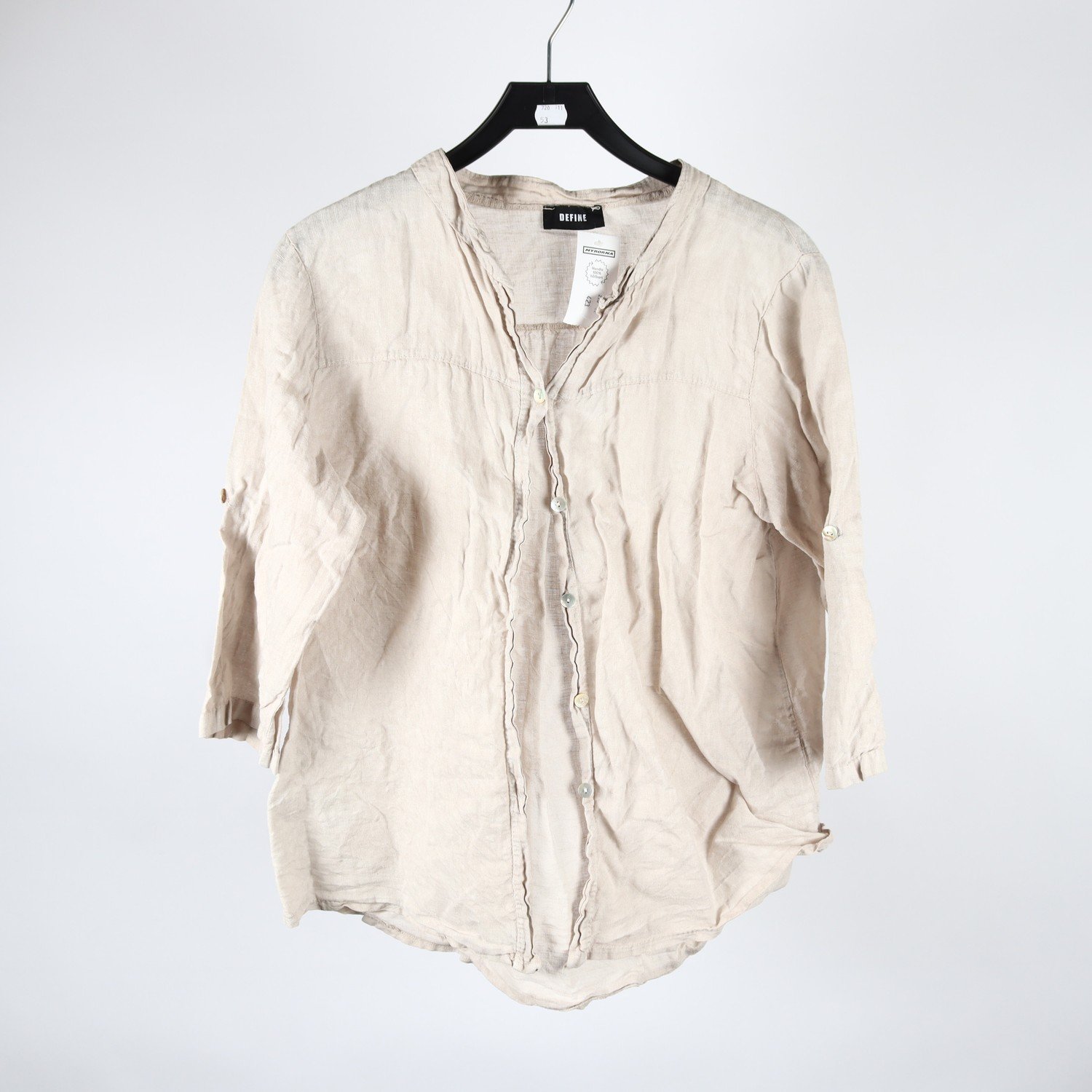 Blus, Define, beige, lin, stl. S/M