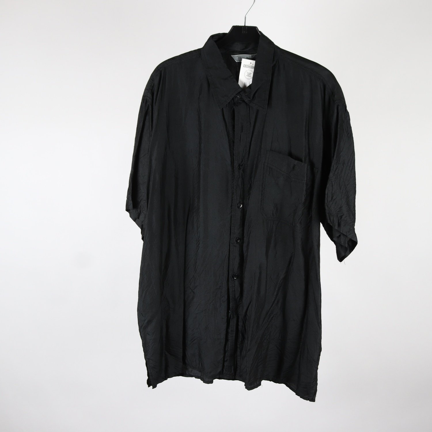 Skjorta, Pusilk, svart, silke, stl. XL