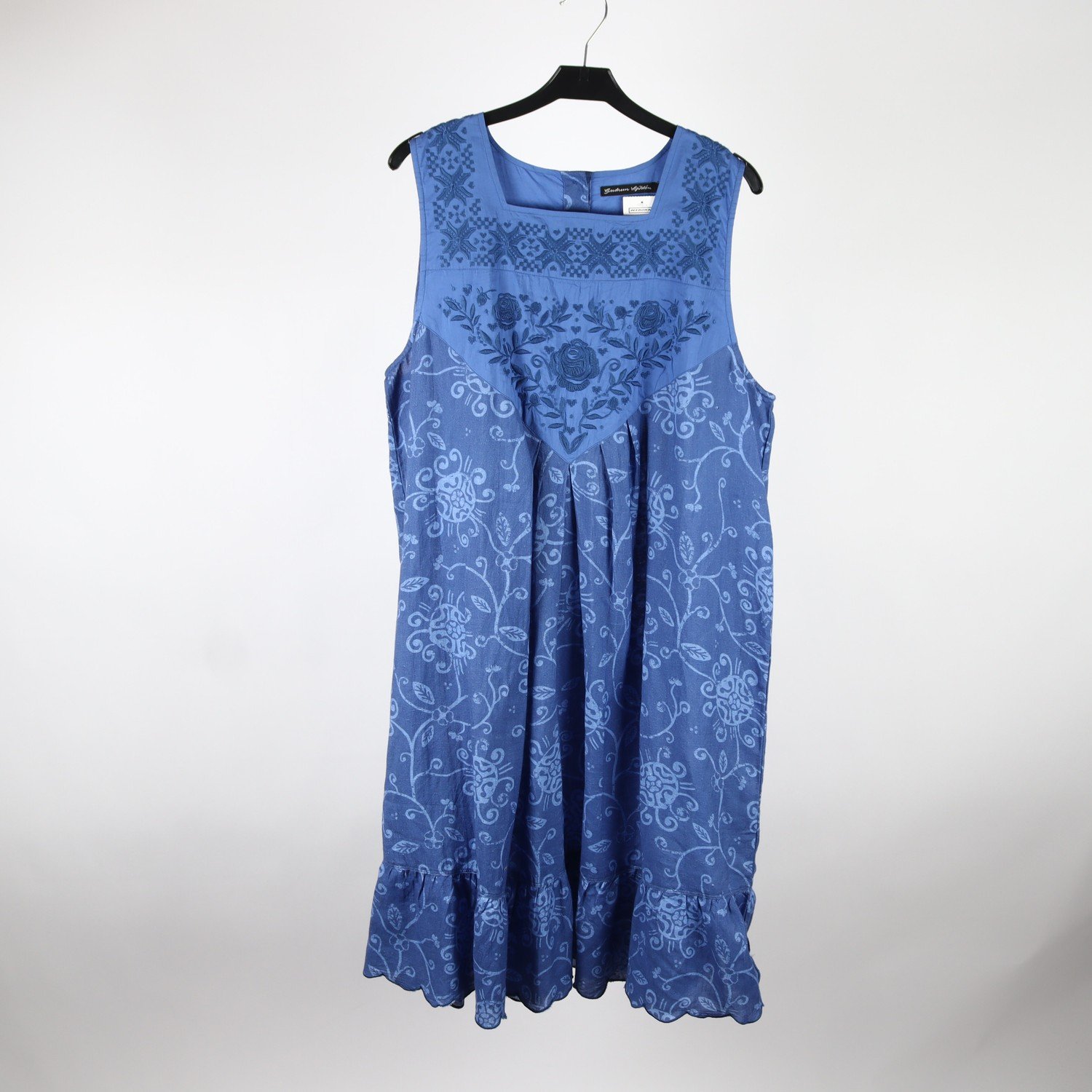 Klänning, Gudrun Sjödén, blå, broderad, lin, bomull, stl. L