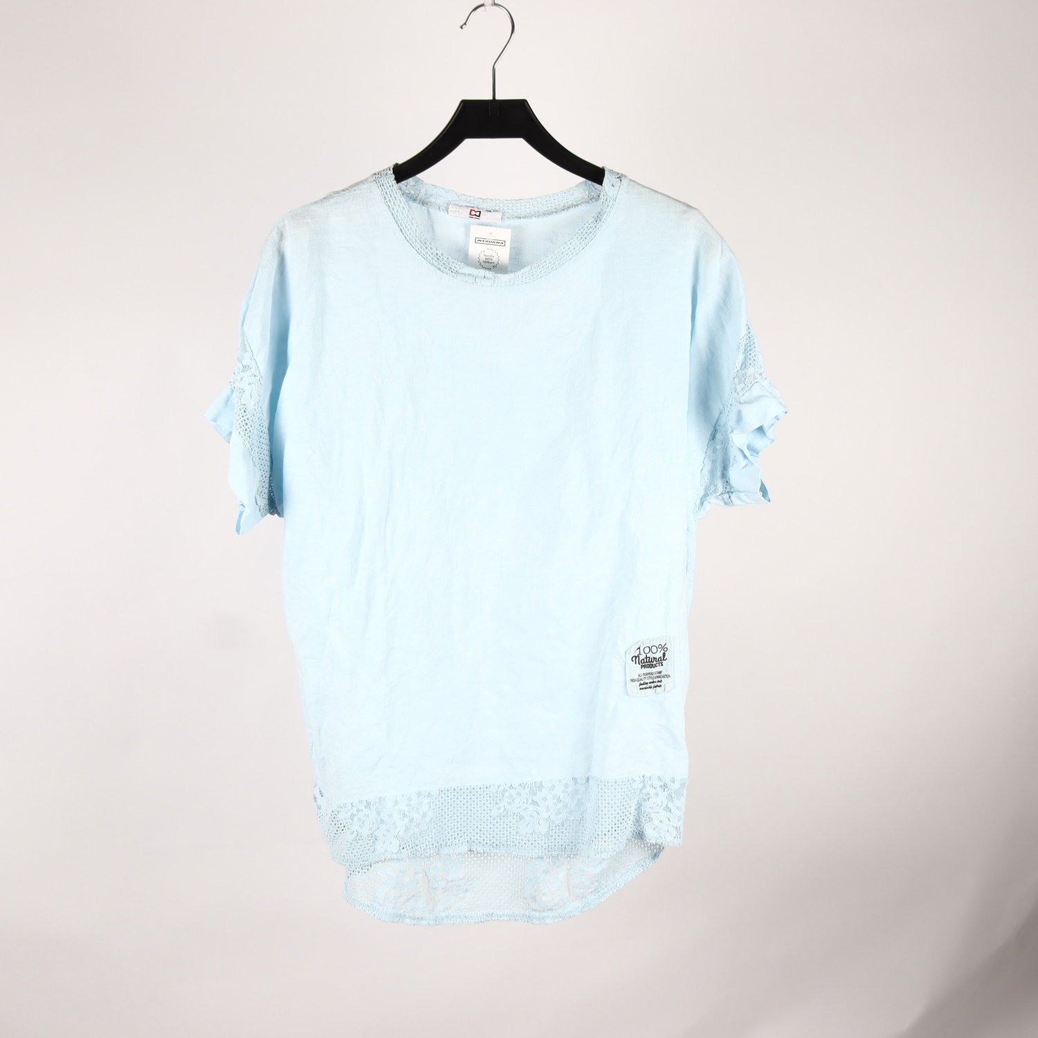 Blus, Made in Italy, blå, lin, stl. ca. L