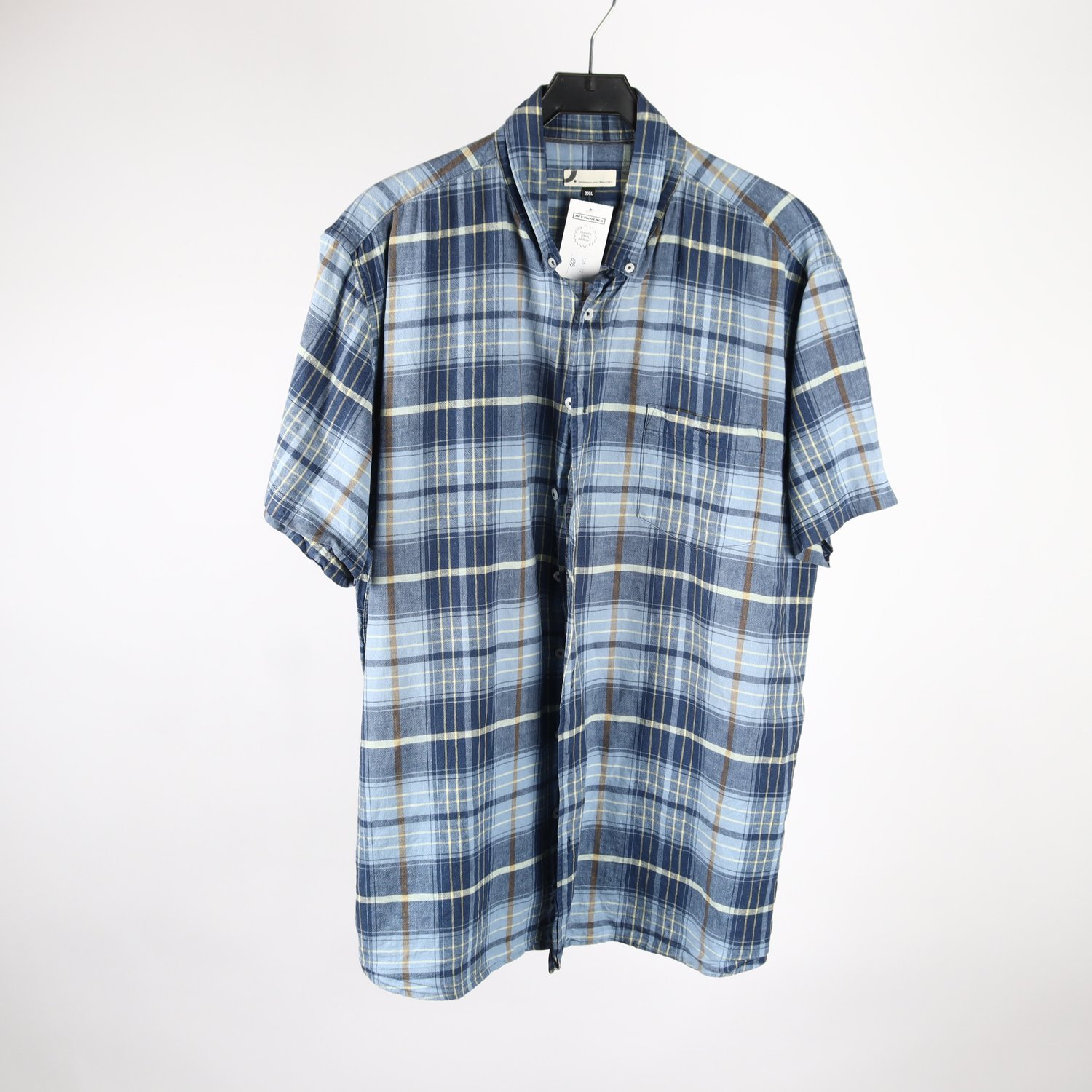 Skjorta, Dressmann, rutig, blå, stl. 2XL