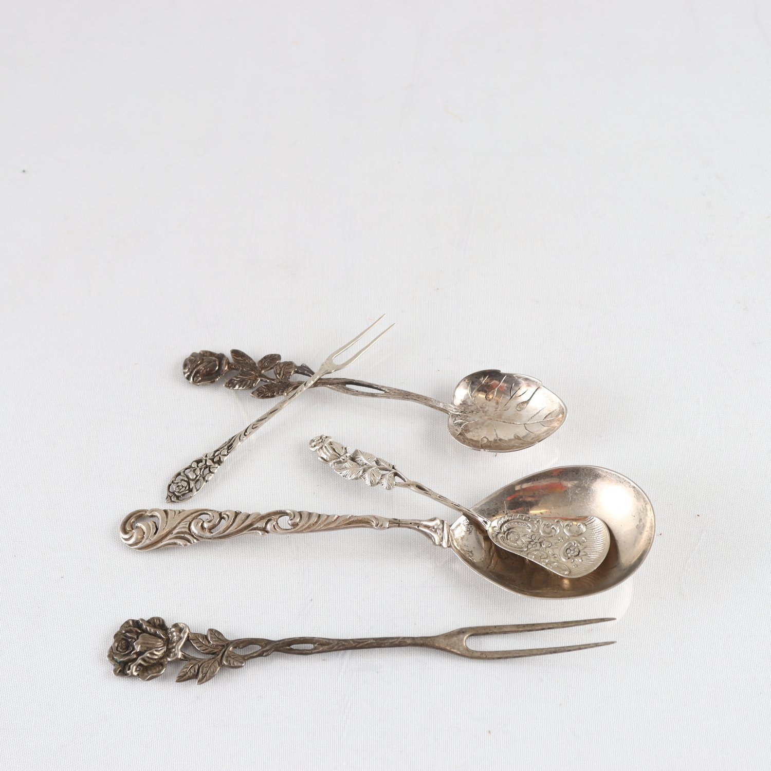 Sillgafflar, 2 st. skedar, 2 st, silver, 800, 835