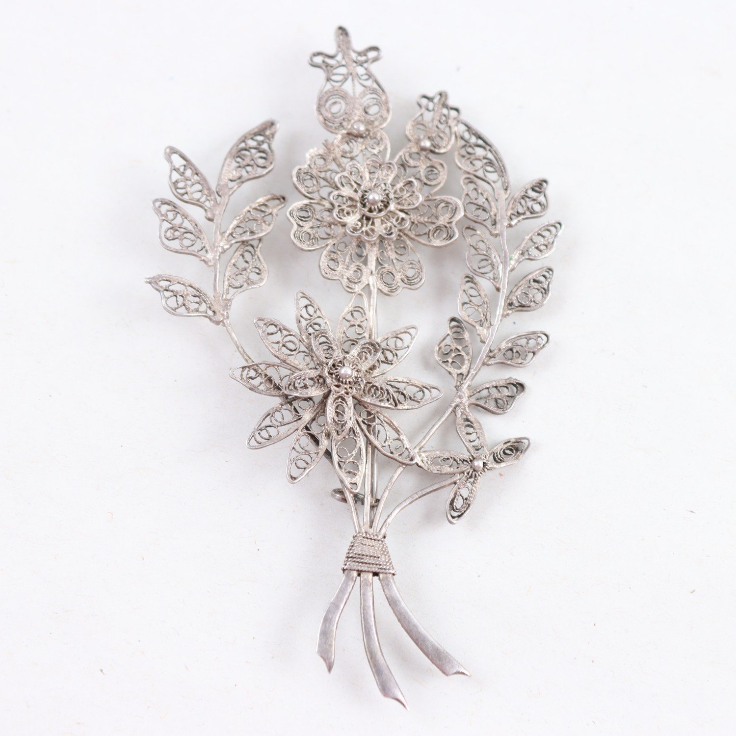 Brosch, Silver, Filigran, Vikt: 9,7g