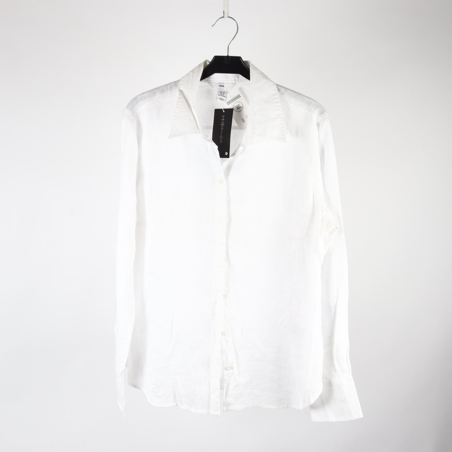 Blus, H&M, vit, lin, stl. 44
