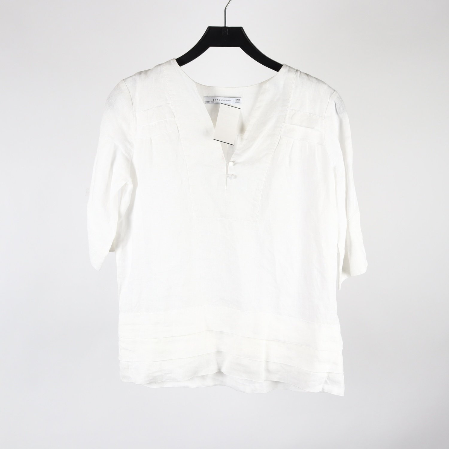 Blus, Zara, vit, lin, stl. XS