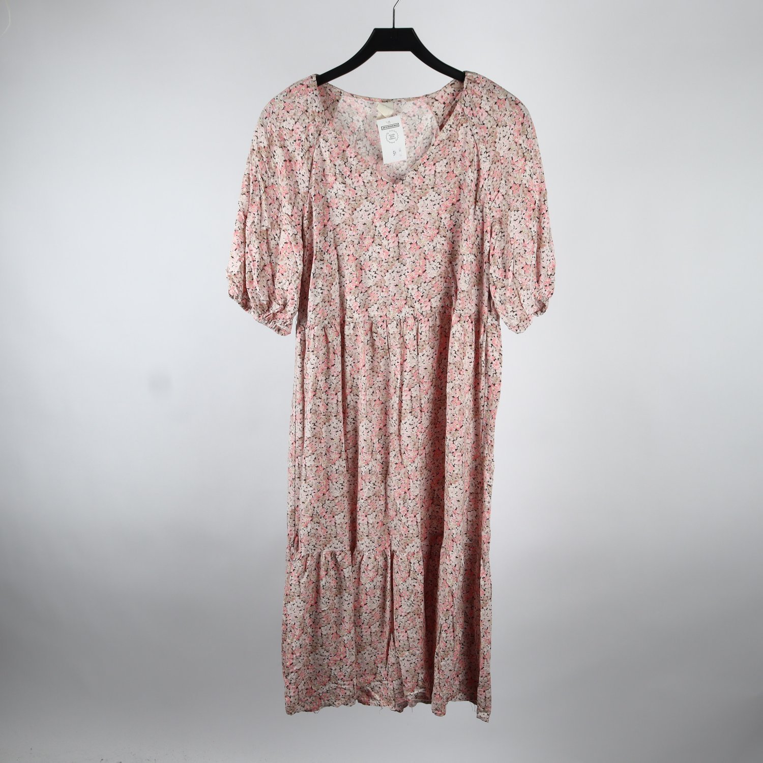 Klänning, H&M, blommig, rosa, beige, stl. M