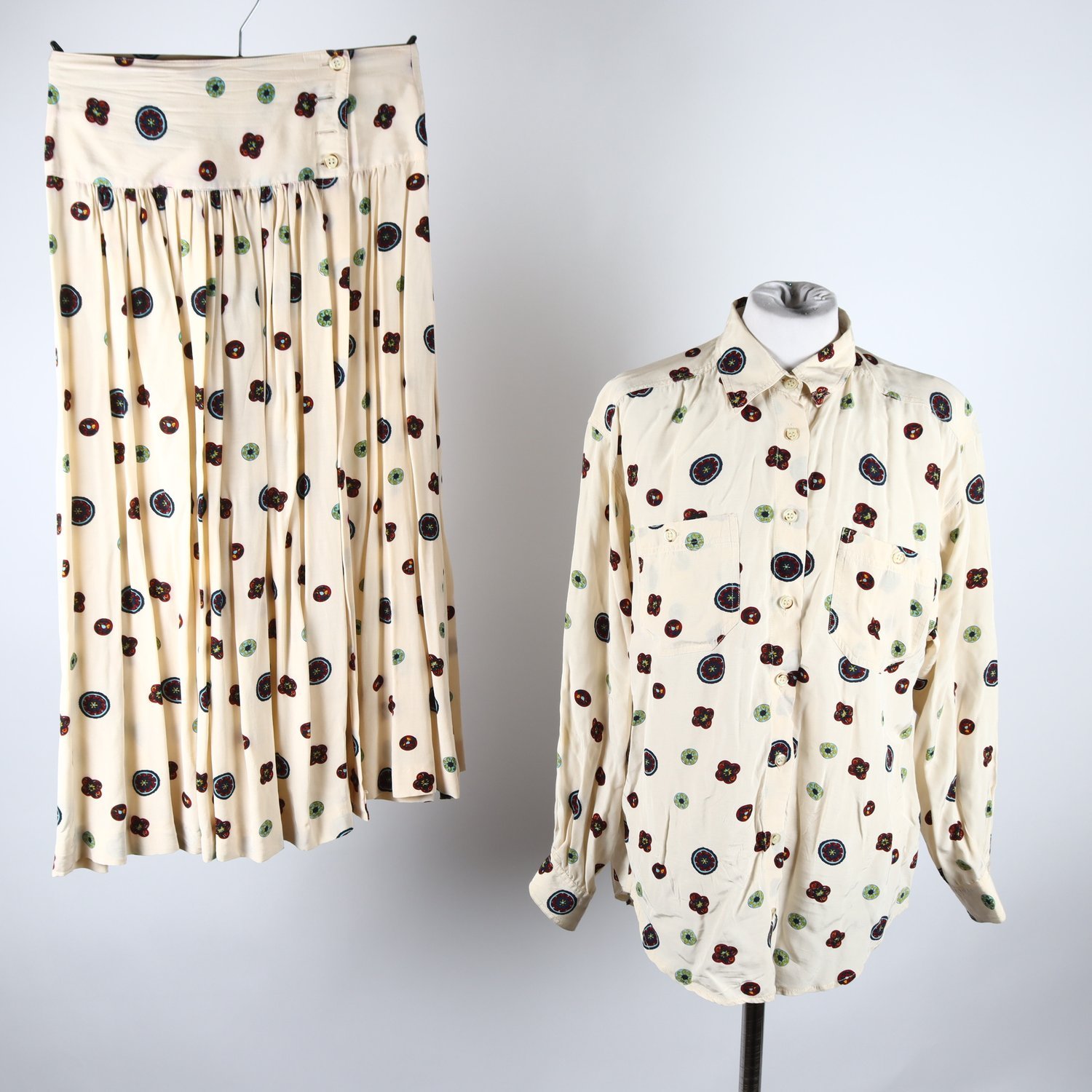 2-delat set, blus/kjol, vintage, Getti, stl. S