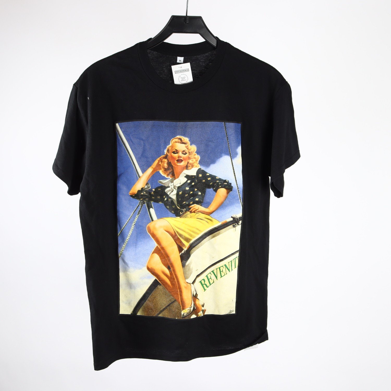 T-shirt, Revenite, mönstrad, svart, stl. M