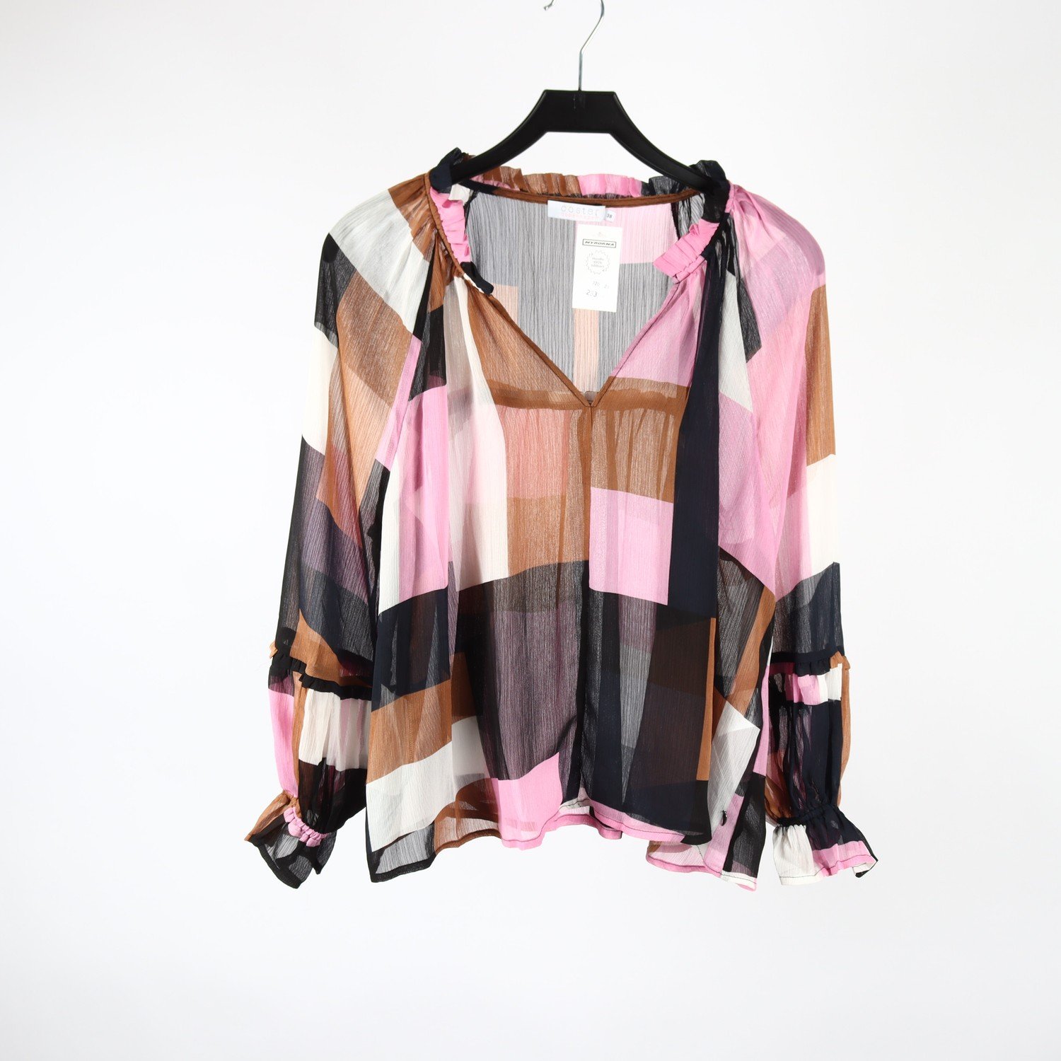 Blus, Coster, rosa, svart, brun, mönstrad, stl.38