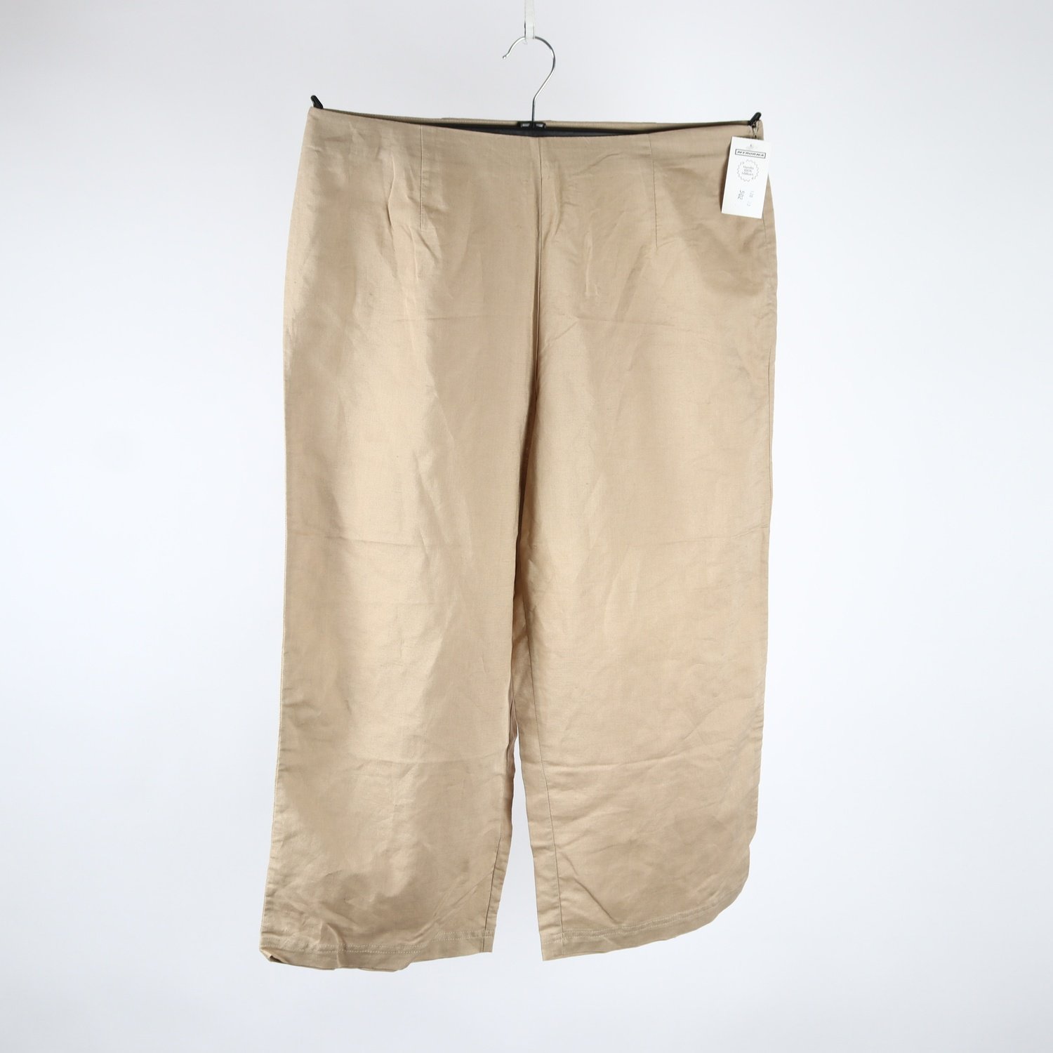 Byxor, Jaclyn Smith, beige, lin, bomull, kortare, stl. L