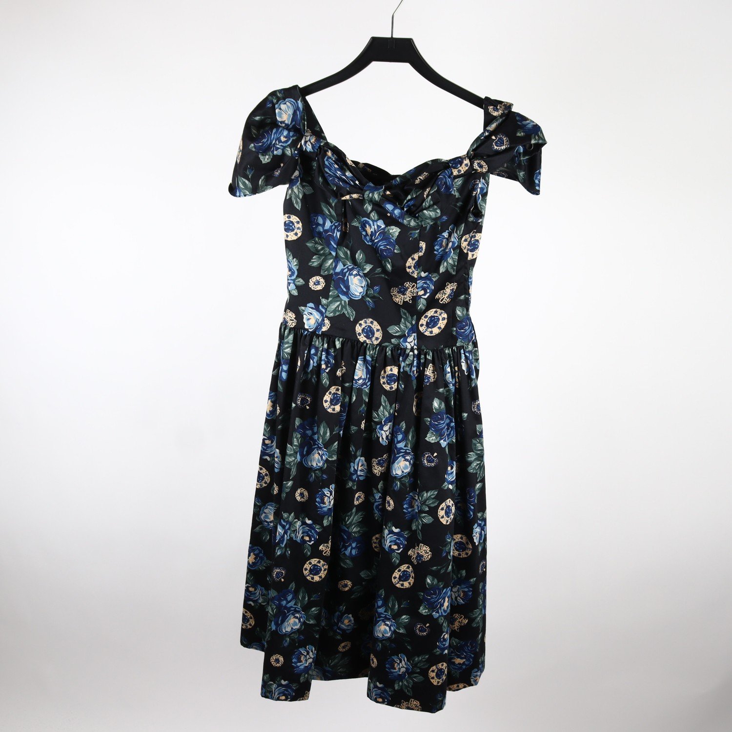 Klänning, Laura Ashley, sbvart, blå, blommig, stl. 36