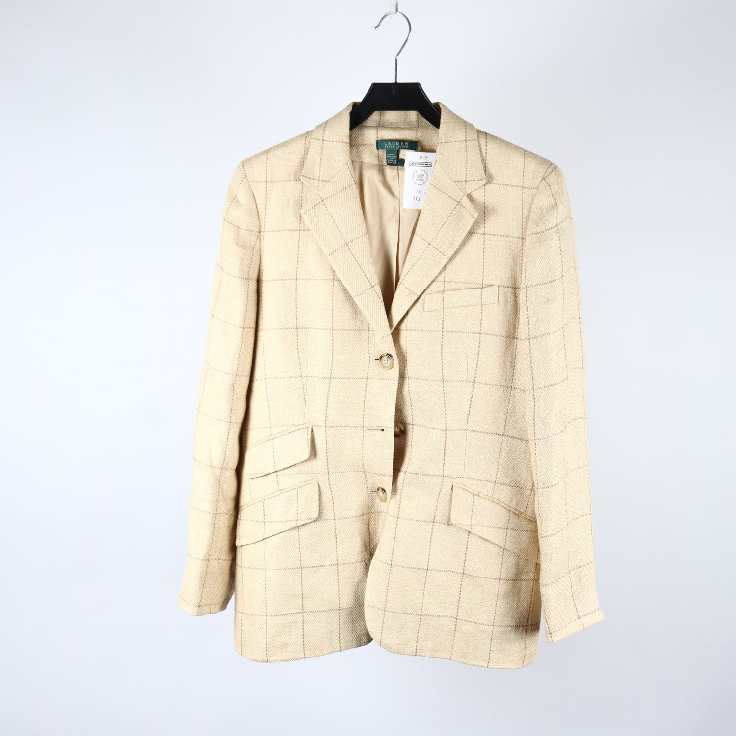 Kavaj, Ralph Lauren, beige, rutig, stl. 12 (L)